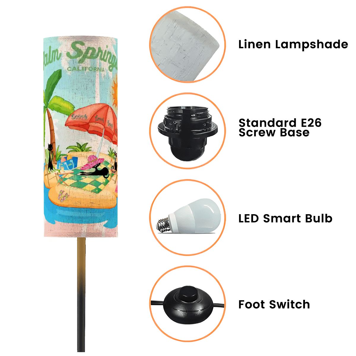 Kate McEnroe New York Palm Springs Mid Century Floor Lamp, Retro Tropical Lounge Light, 50s Atomic Cat Flamingo DecorFloor LampsxMwaO8RsNC