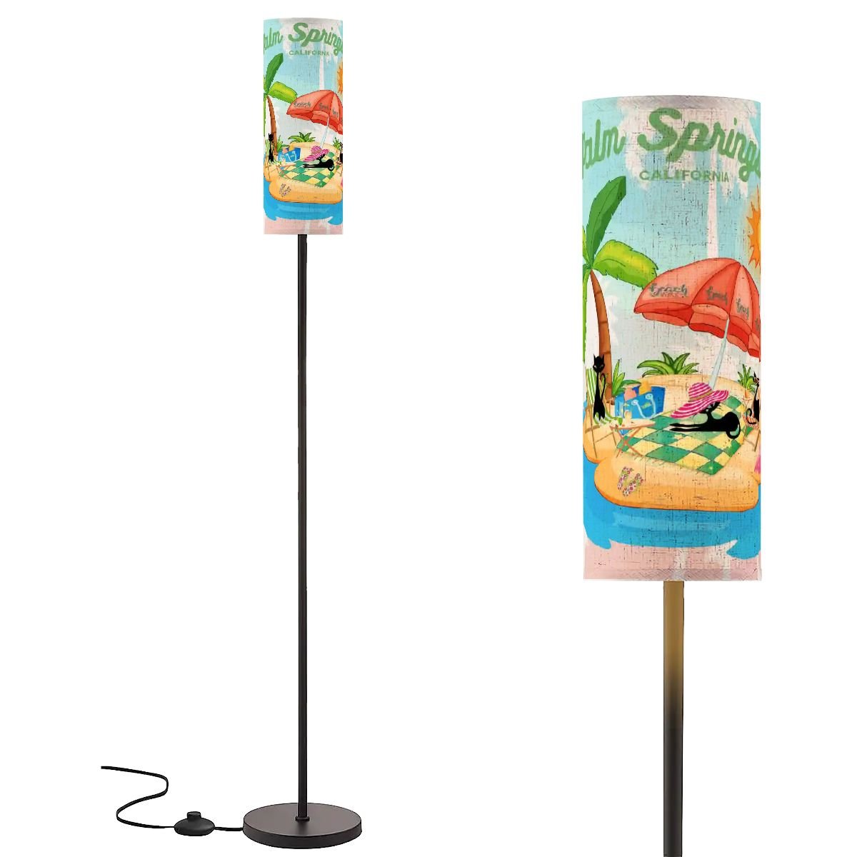 Kate McEnroe New York Palm Springs Mid Century Floor Lamp, Retro Tropical Lounge Light, 50s Atomic Cat Flamingo DecorFloor LampsxMwaO8RsNC