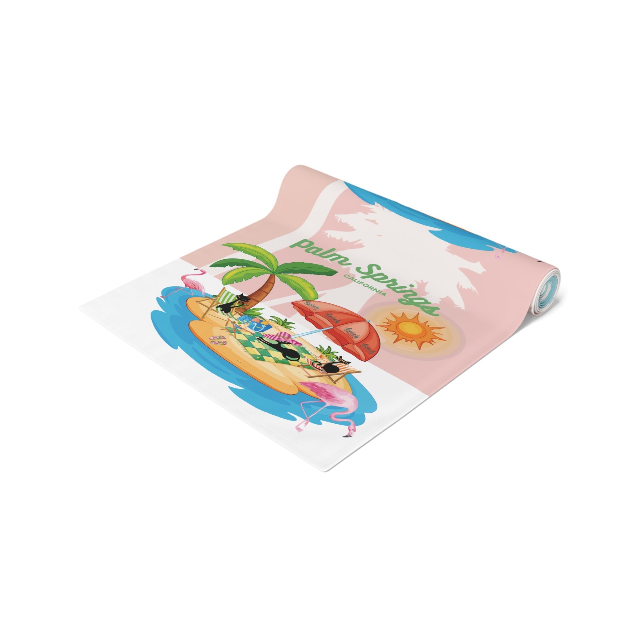 Kate McEnroe New York Palm Springs Mid Century Table Runner, Retro Tropical Beach Dining Accent, 50s Flamingo MCM DecorTable Runners18571732773356209916