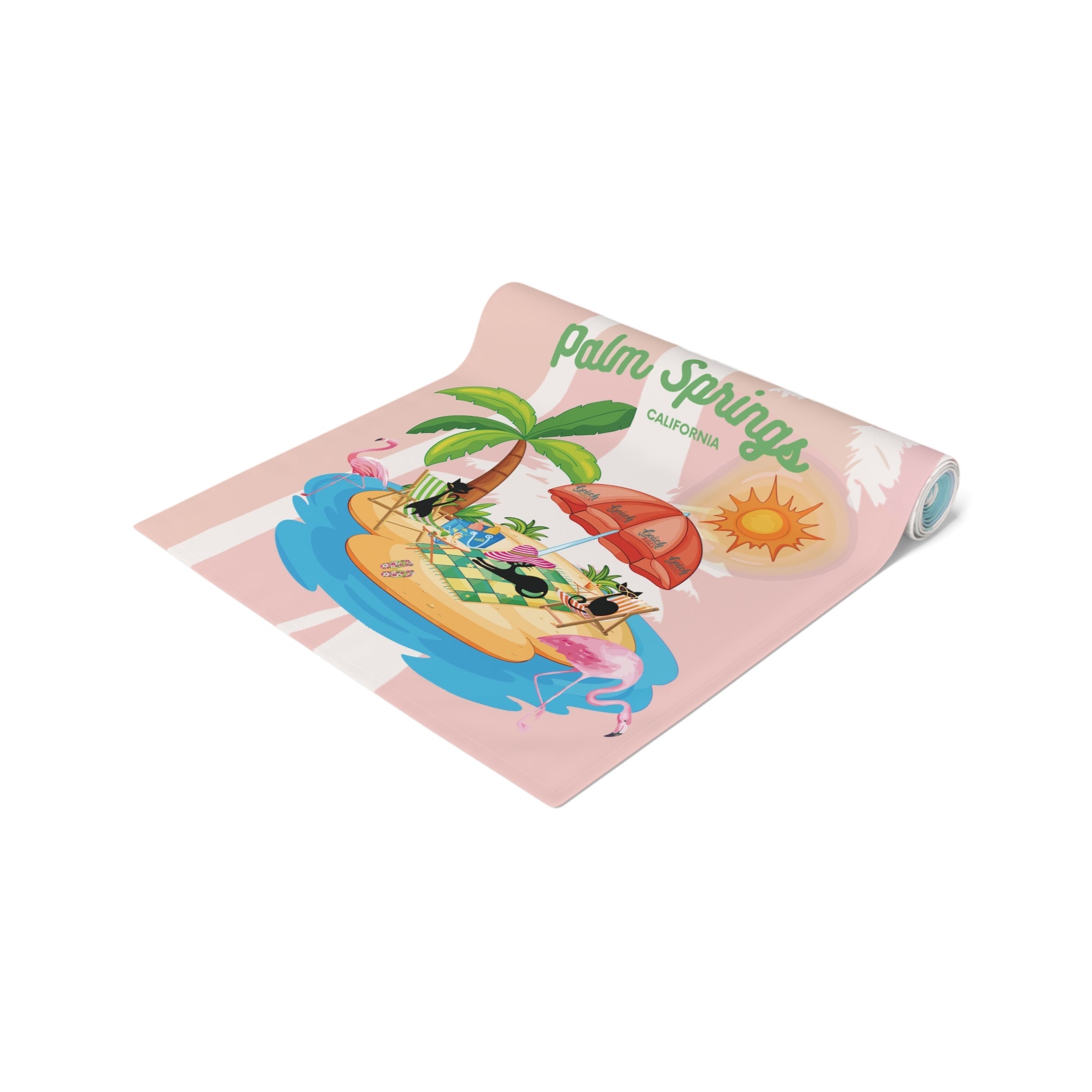 Kate McEnroe New York Palm Springs Mid Century Table Runner, Retro Tropical Beach Dining Accent, 50s Flamingo MCM DecorTable Runners18571732773356209916