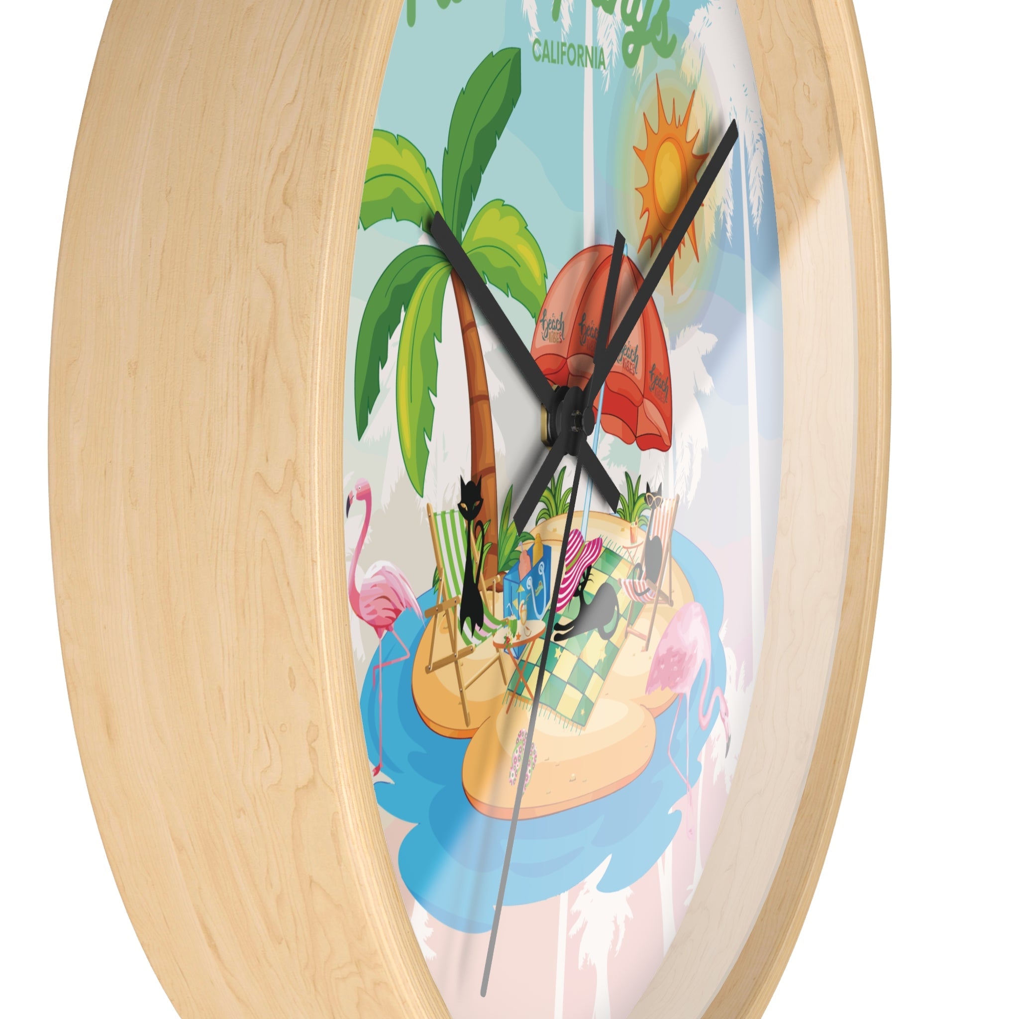 Kate McEnroe New York Palm Springs Mid Century Wall Clock, Retro 50s Tropical Beach Decor, Atomic Cat Flamingo TimepieceWall Clocks13913204995652198852