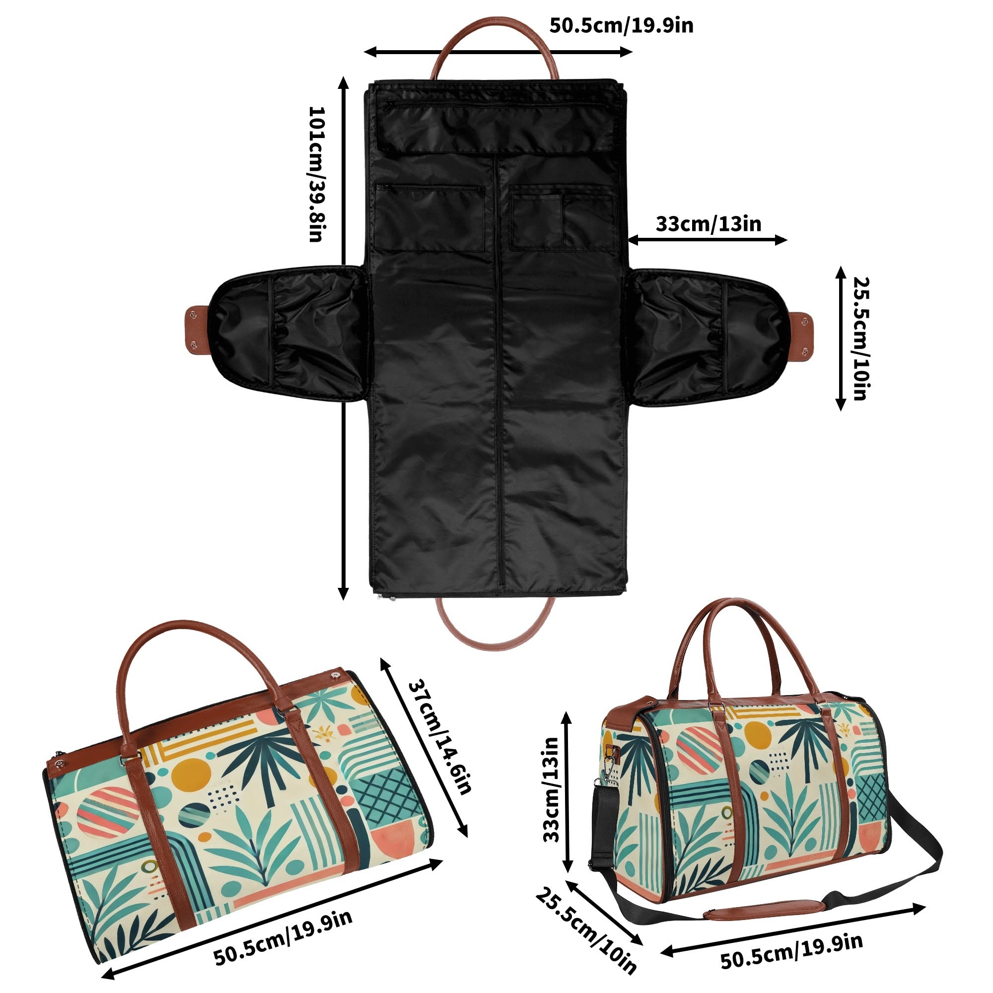 Kate McEnroe New York Palm Springs Tropical Mid Century Modern Duffel Bag, Foldable Retro Travel Weekender, Mod Carry - OnDuffel BagsNVO229MY - 1