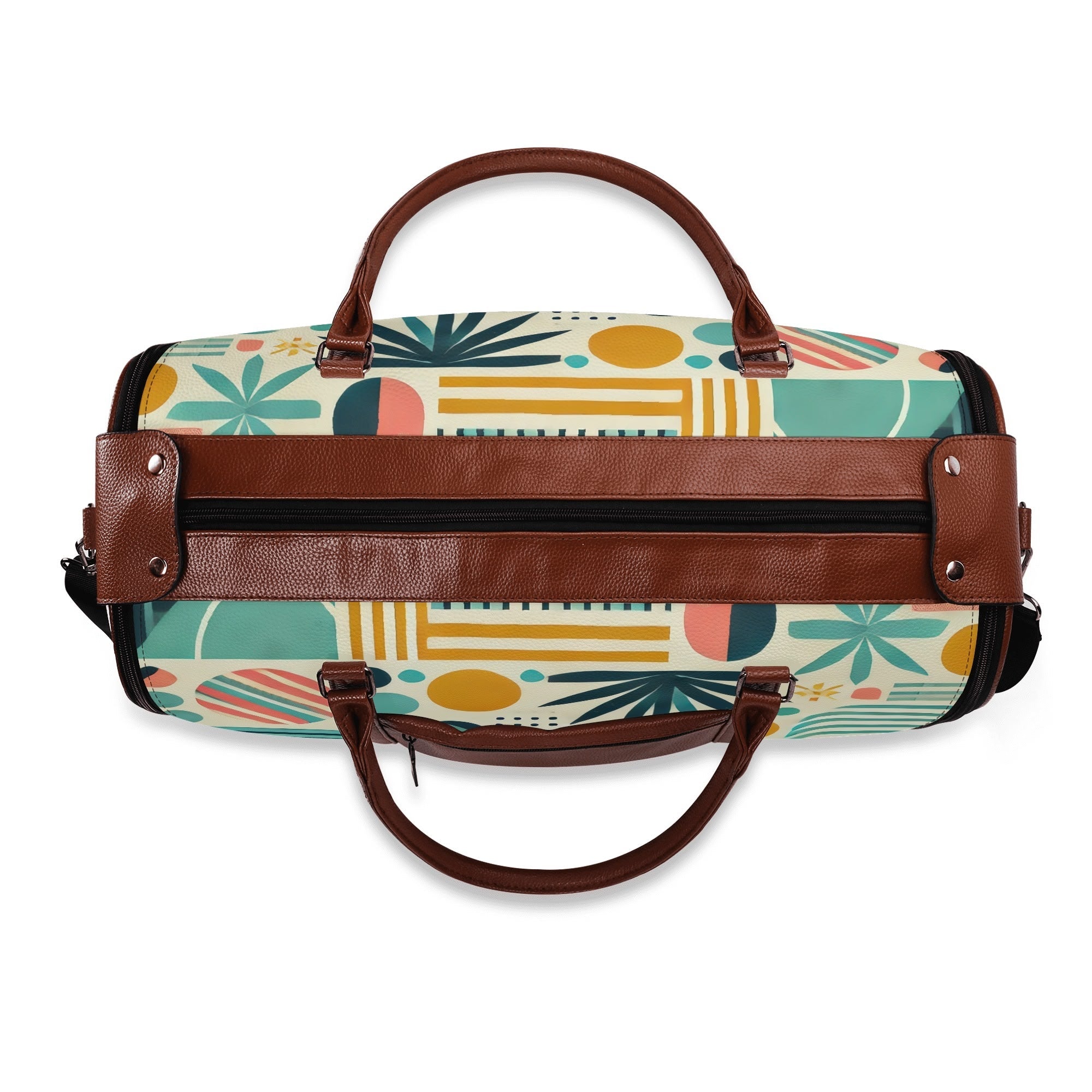 Kate McEnroe New York Palm Springs Tropical Mid Century Modern Duffel Bag, Foldable Retro Travel Weekender, Mod Carry - OnDuffel BagsNVO229MY - 1