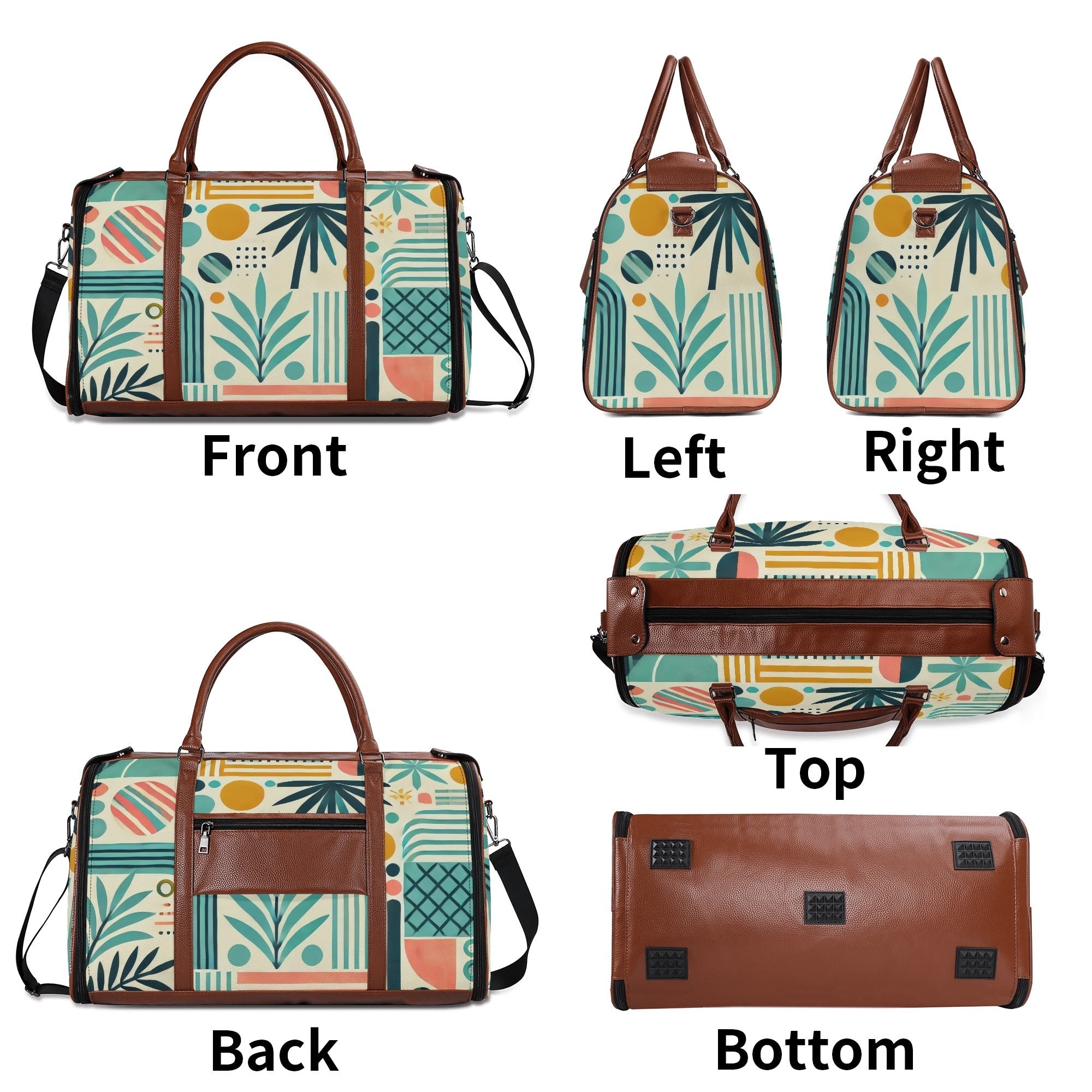 Kate McEnroe New York Palm Springs Tropical Mid Century Modern Duffel Bag, Foldable Retro Travel Weekender, Mod Carry - OnDuffel BagsNVO229MY - 1