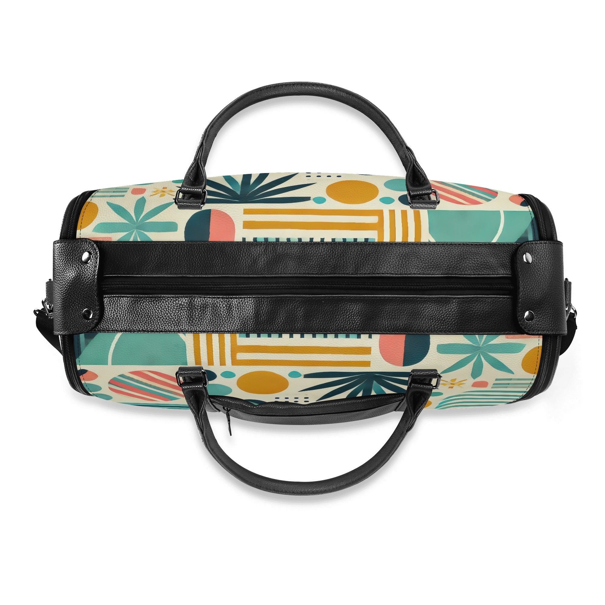 Kate McEnroe New York Palm Springs Tropical Mid Century Modern Duffel Bag, Foldable Retro Travel Weekender, Mod Carry - OnDuffel BagsNVO229MY - 2