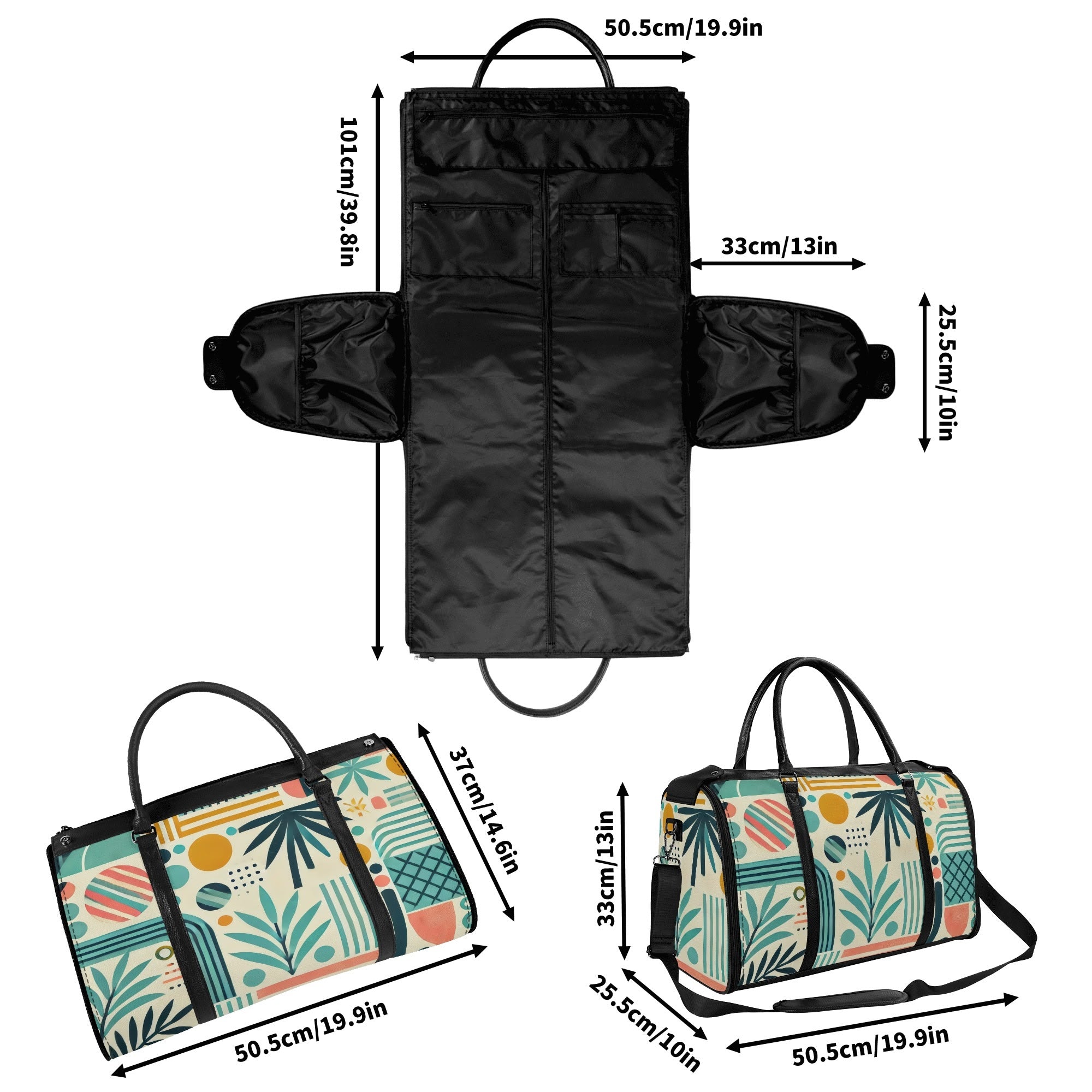Kate McEnroe New York Palm Springs Tropical Mid Century Modern Duffel Bag, Foldable Retro Travel Weekender, Mod Carry - OnDuffel BagsNVO229MY - 2