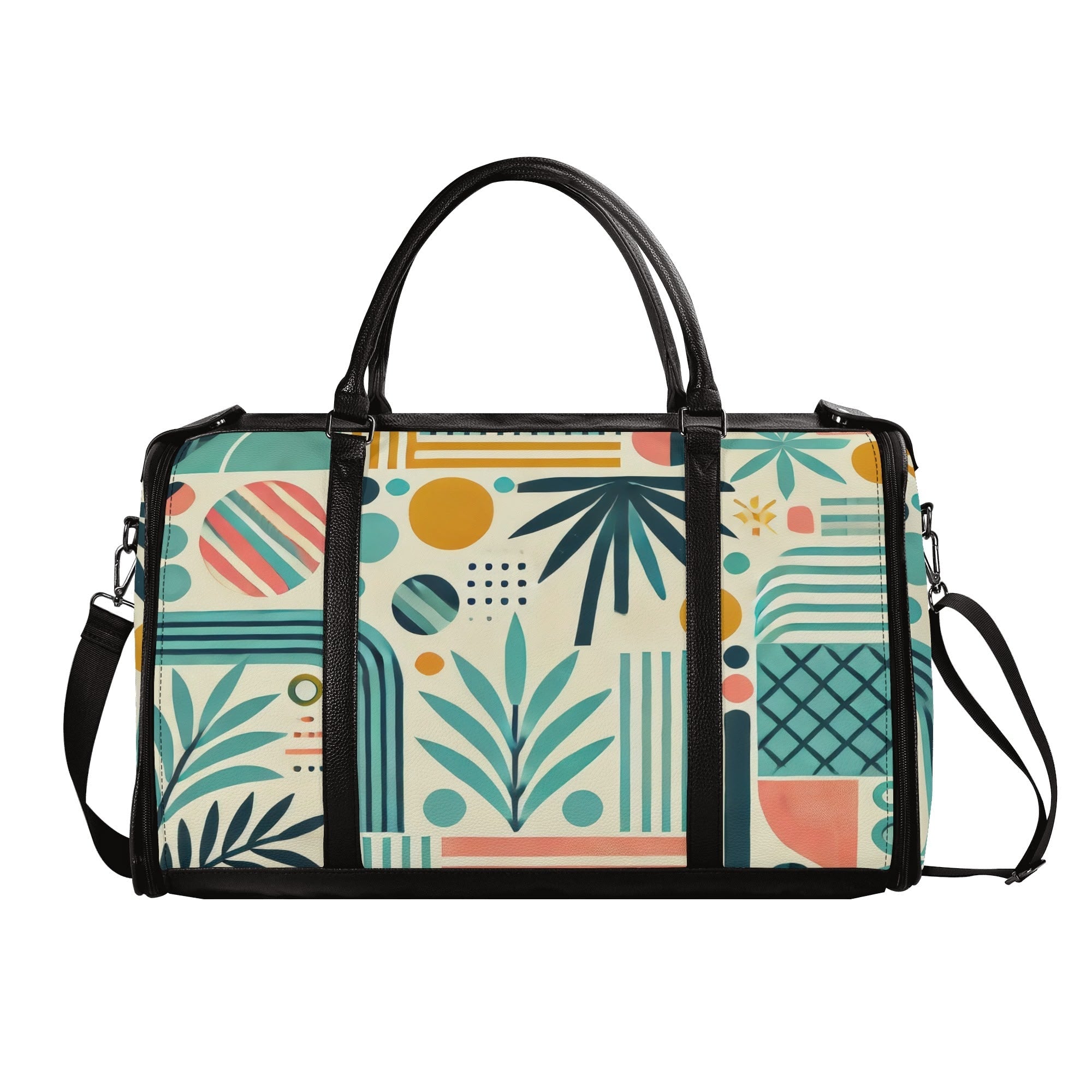 Kate McEnroe New York Palm Springs Tropical Mid Century Modern Duffel Bag, Foldable Retro Travel Weekender, Mod Carry - OnDuffel BagsNVO229MY - 2