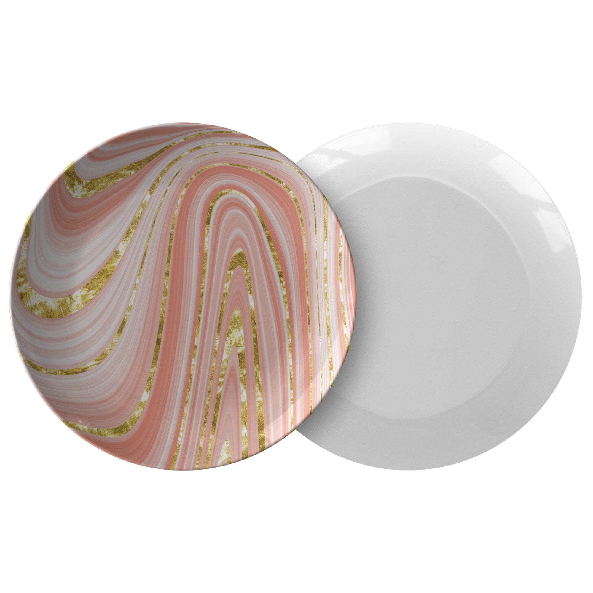 Kate McEnroe New York Peach Gold Swirl Marble Print Dinner PlatesPlatesP20 - MAR - PEA - 71S