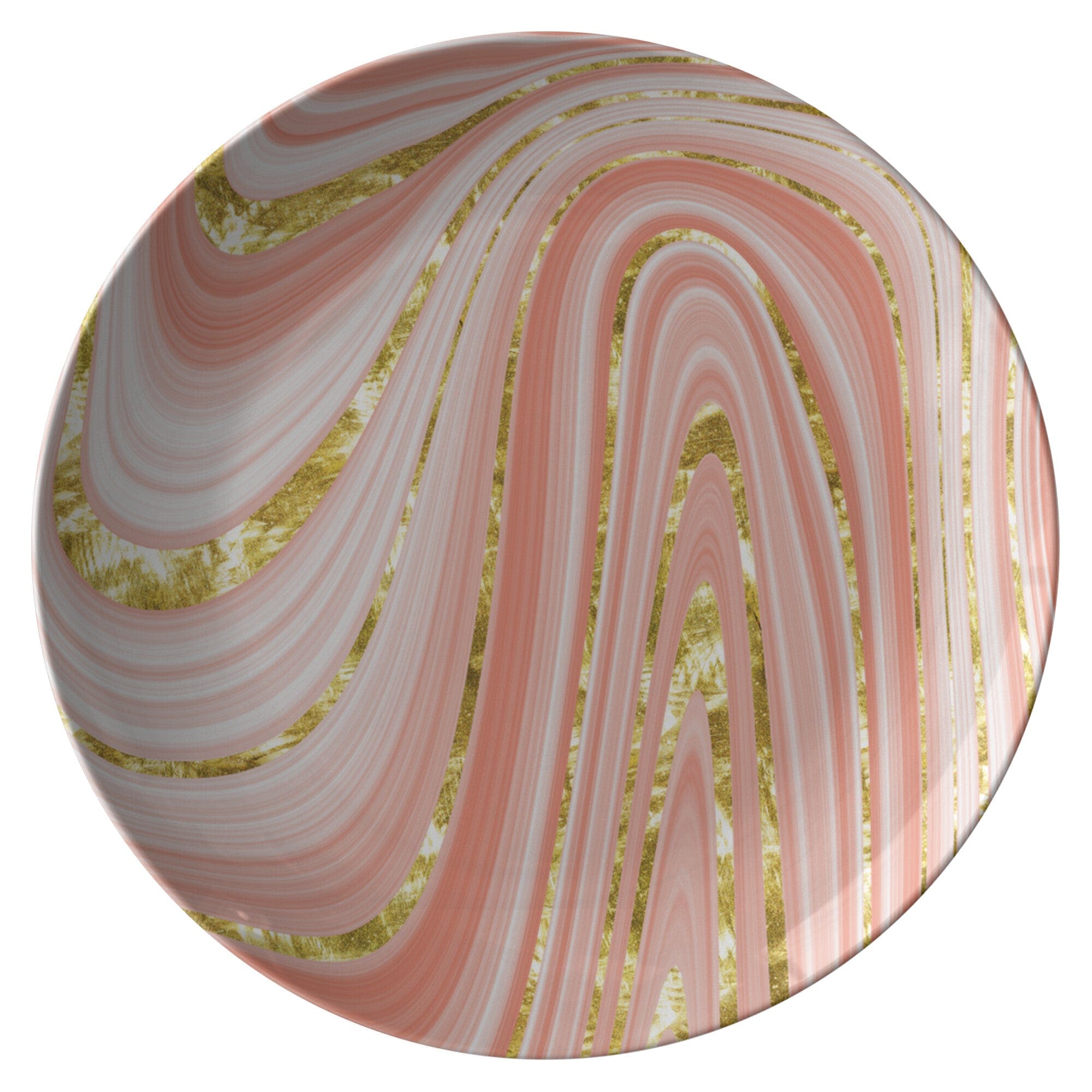Kate McEnroe New York Peach Gold Swirl Marble Print Dinner PlatesPlatesP20 - MAR - PEA - 71S