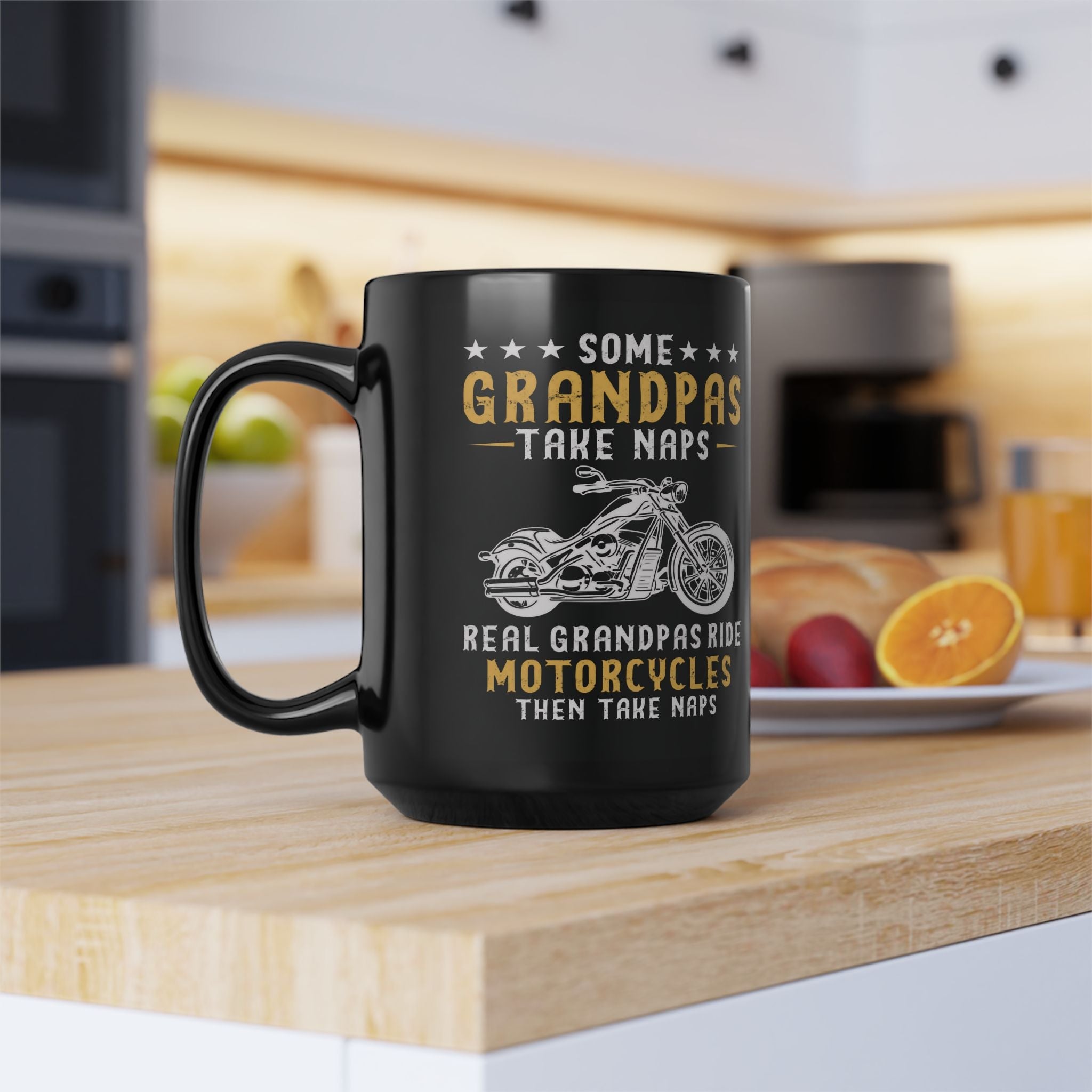 Kate McEnroe New York Personalized Biker Grandpa Mug, Fathers day, Birthday Gift, Real Grandpas Ride Motorcycles Then Take Naps, Funny Biker Granddad GiftMugs21276809137804552685