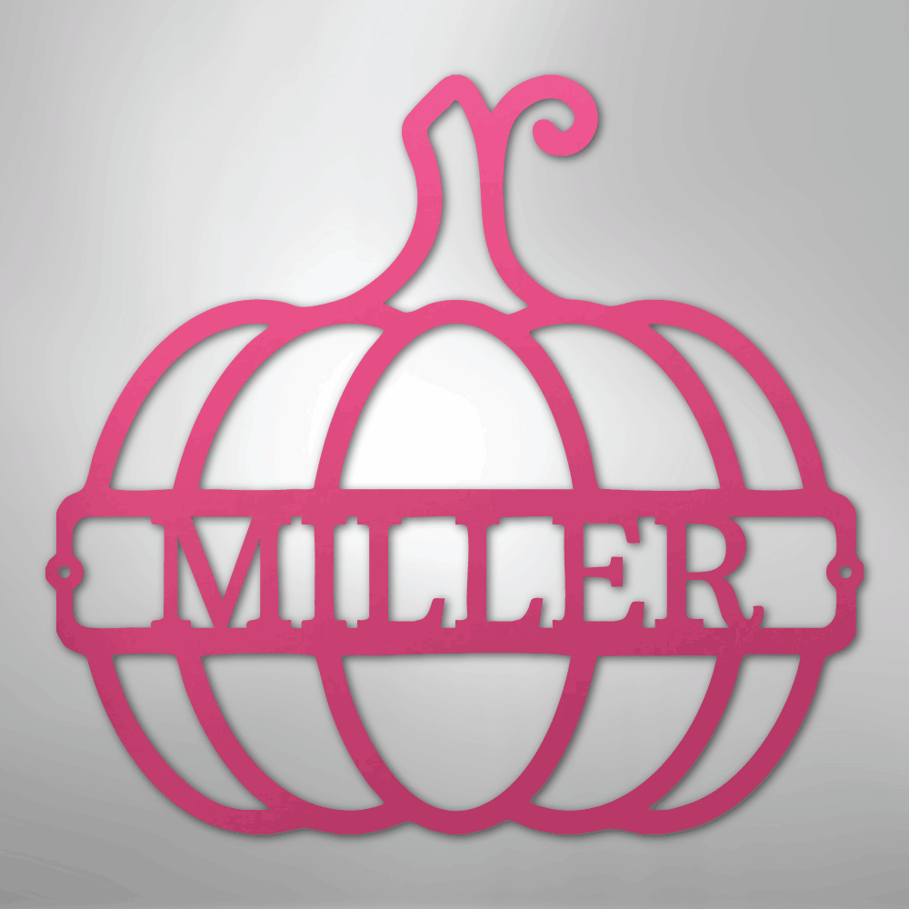 Kate McEnroe New York Personalized Family Name Pumpkin Monogram Steel SignMetal Wall ArtMEM-243-143968-24-Pink