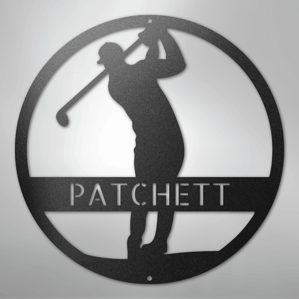 Kate McEnroe New York Personalized Golfer Monogram Steel Sign, Custom Golf Wall Art, Perfect Gift for MenMetal Wall ArtMEM-39-00-12-Black