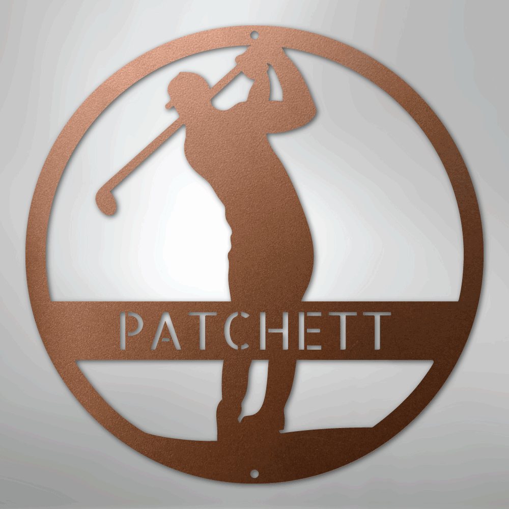 Kate McEnroe New York Personalized Golfer Monogram Steel Sign, Custom Golf Wall Art, Perfect Gift for MenMetal Wall ArtMEM-39-00-12-Copper