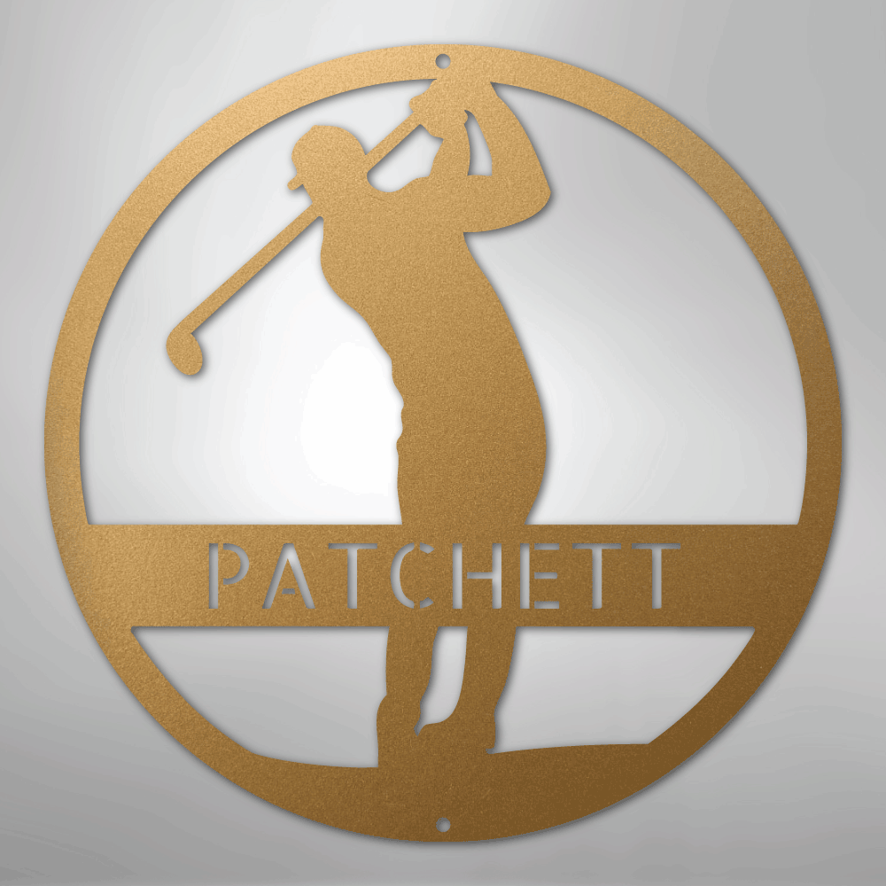 Kate McEnroe New York Personalized Golfer Monogram Steel Sign, Custom Golf Wall Art, Perfect Gift for MenMetal Wall ArtMEM-39-00-12-Gold