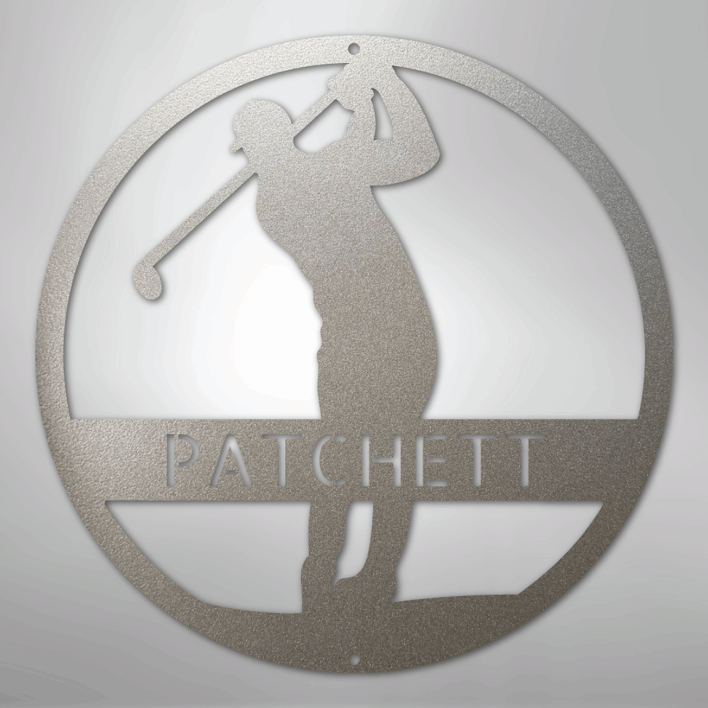 Kate McEnroe New York Personalized Golfer Monogram Steel Sign, Custom Golf Wall Art, Perfect Gift for MenMetal Wall ArtMEM-39-00-12-Silver