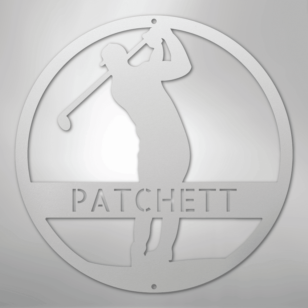 Kate McEnroe New York Personalized Golfer Monogram Steel Sign, Custom Golf Wall Art, Perfect Gift for MenMetal Wall ArtMEM-39-00-12-White