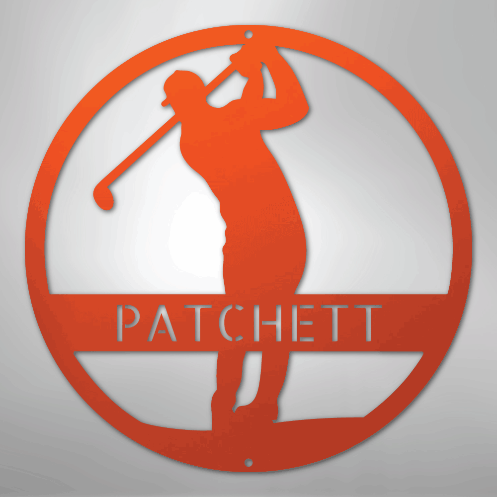 Kate McEnroe New York Personalized Golfer Monogram Steel Sign, Custom Golf Wall Art, Perfect Gift for MenMetal Wall ArtMEM-39-206360-24-Orange