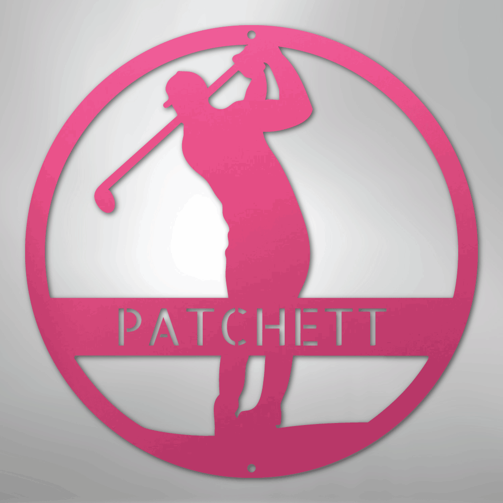 Kate McEnroe New York Personalized Golfer Monogram Steel Sign, Custom Golf Wall Art, Perfect Gift for MenMetal Wall ArtMEM-39-206360-24-Pink