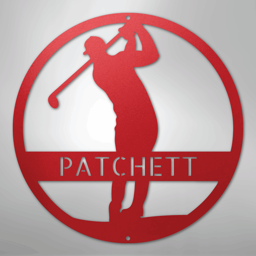 Kate McEnroe New York Personalized Golfer Monogram Steel Sign, Custom Golf Wall Art, Perfect Gift for MenMetal Wall ArtMEM-39-206360-24-Red