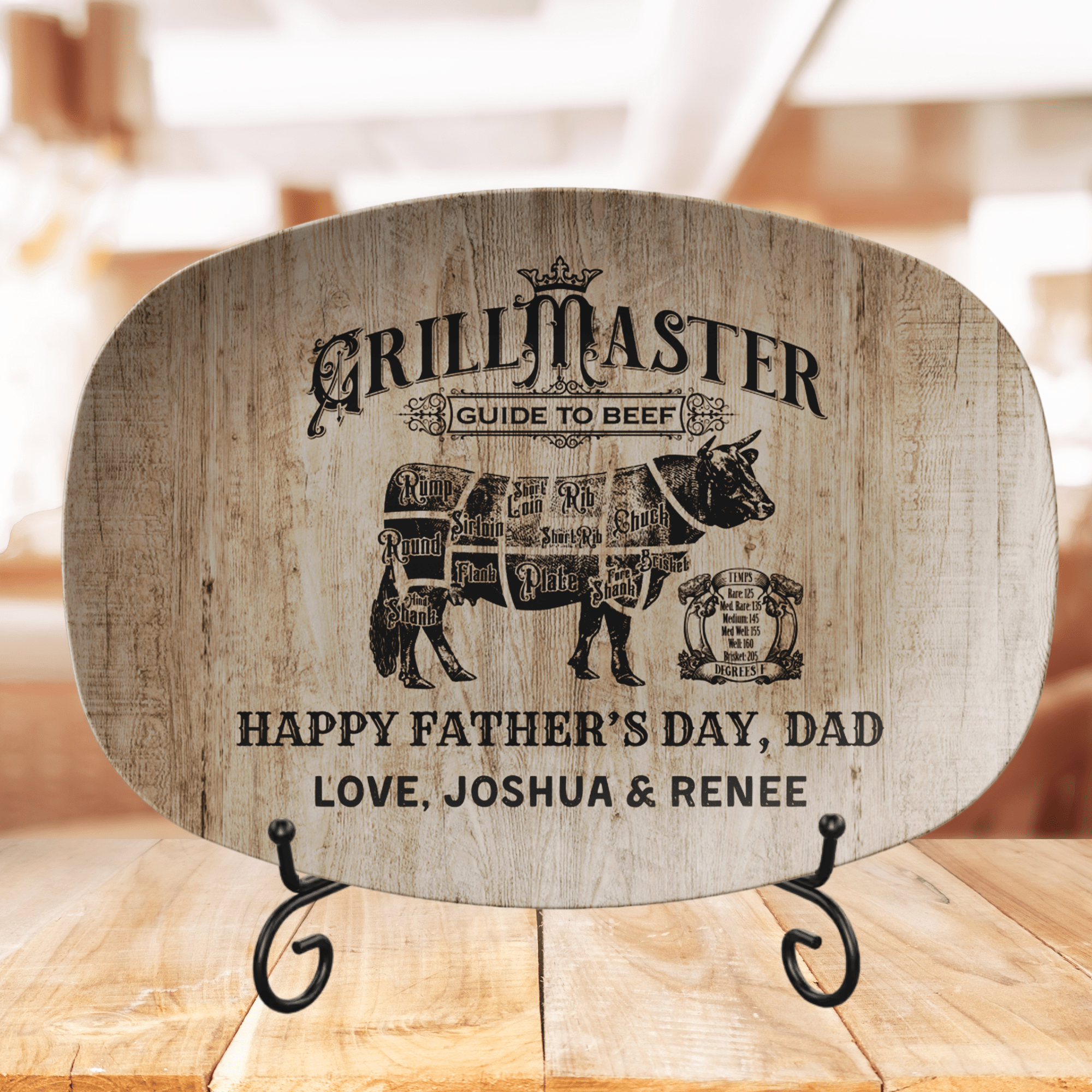 Kate McEnroe New York Personalized Grill Master Platter, Custom Meat Guide Serving Tray, Father&