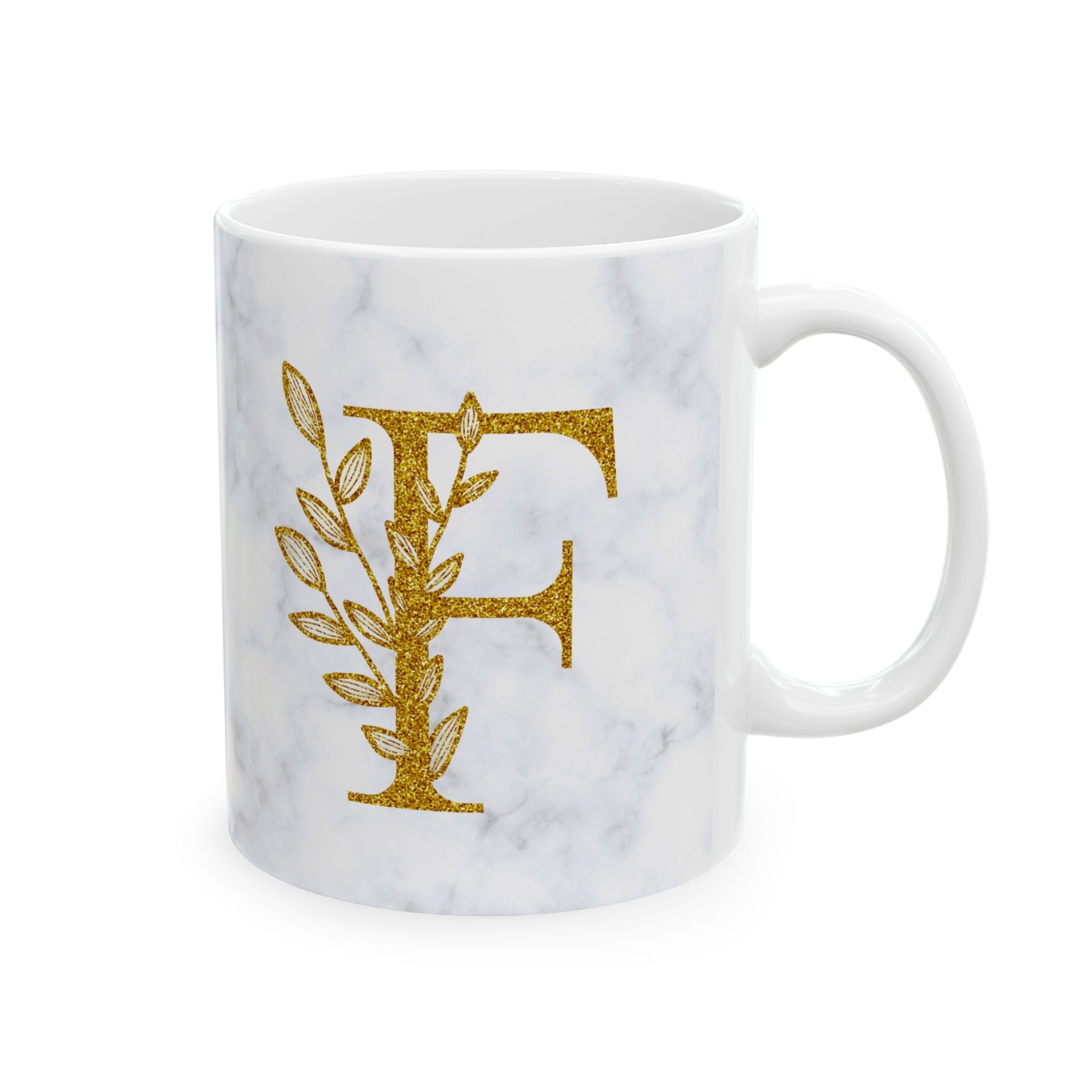 Kate McEnroe New York Personalized Marble Initial Letter Floral Monogram Ceramic MugMugs10347711897006544073