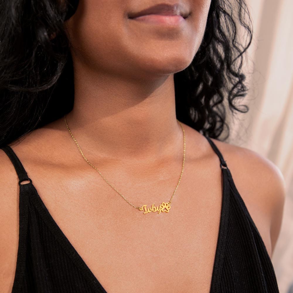 Kate McEnroe New York Personalized Name Necklace with Paw PrintNecklacesSO - 11015923