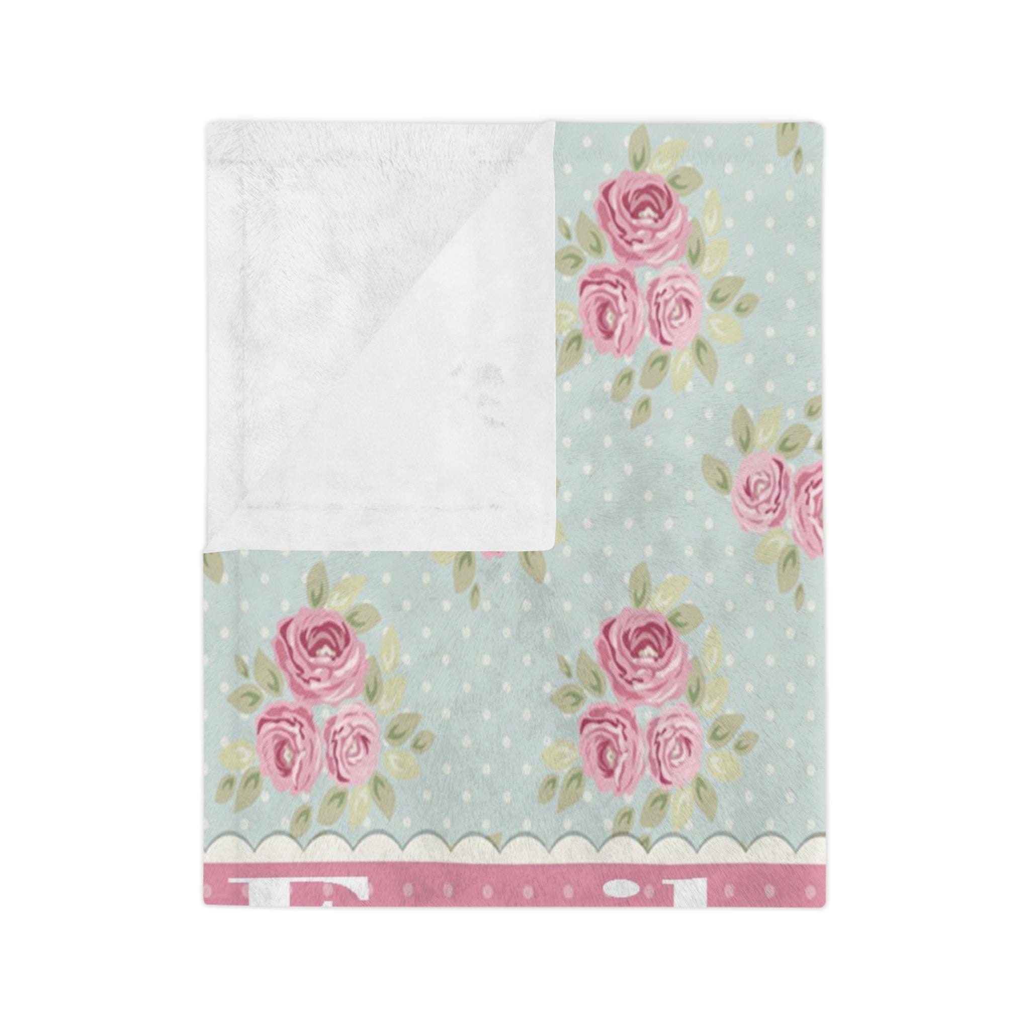 Kate McEnroe New York Personalized Shabby Chic Floral Name Blanket For Kids and Adults, Customizable Velveteen Minky Throw Blankie, Gift for HerBlankets27921052990012072496