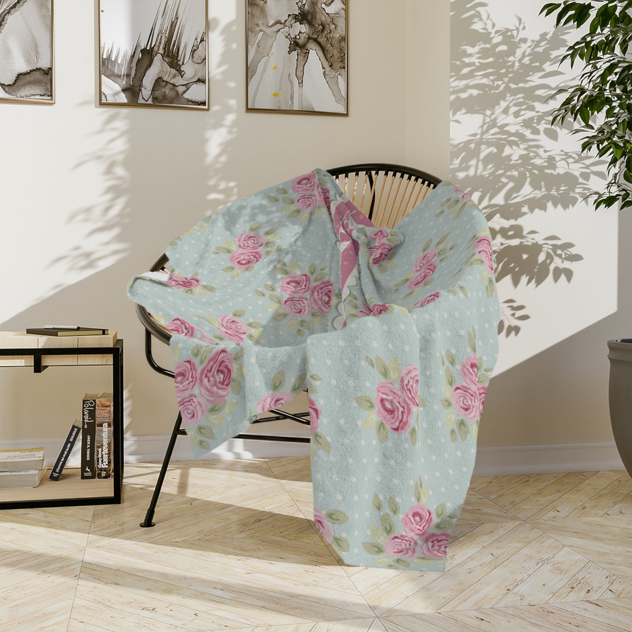 Kate McEnroe New York Personalized Shabby Chic Floral Name Blanket For Kids and Adults, Customizable Velveteen Minky Throw Blankie, Gift for HerBlankets27921052990012072496