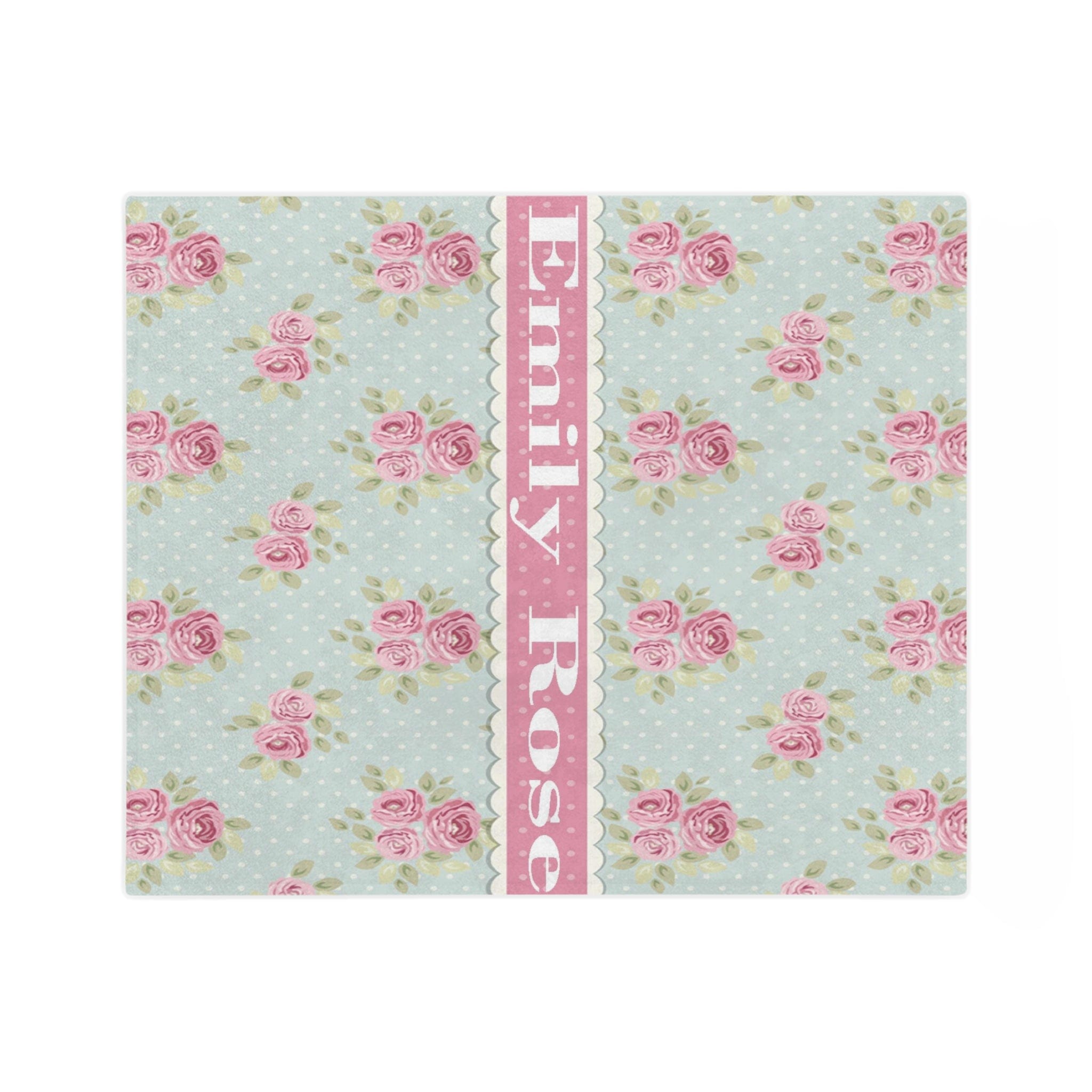 Kate McEnroe New York Personalized Shabby Chic Floral Name Blanket For Kids and Adults, Customizable Velveteen Minky Throw Blankie, Gift for HerBlankets27921052990012072496