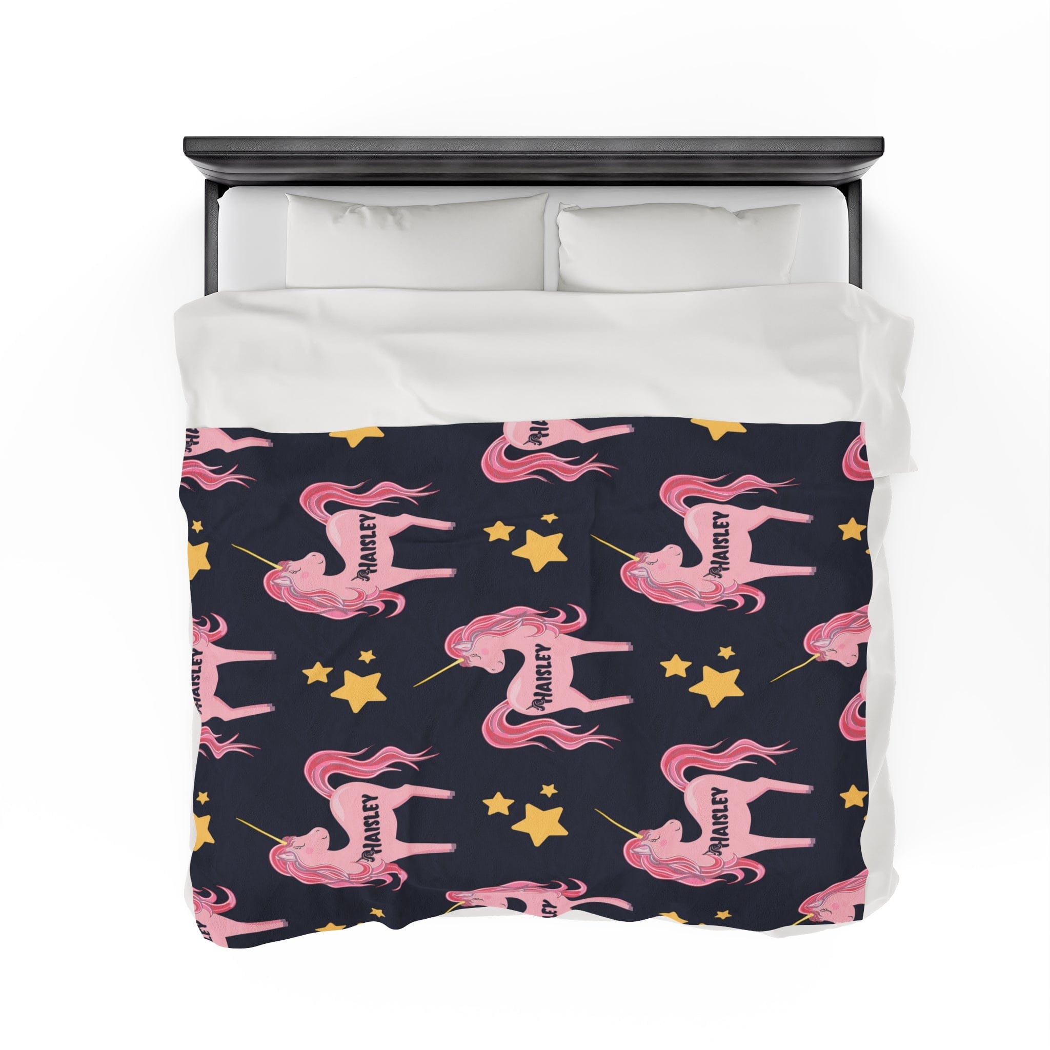 Kate McEnroe New York Personalized Unicorn Velveteen Plush Kids BlanketBlankets3549439101