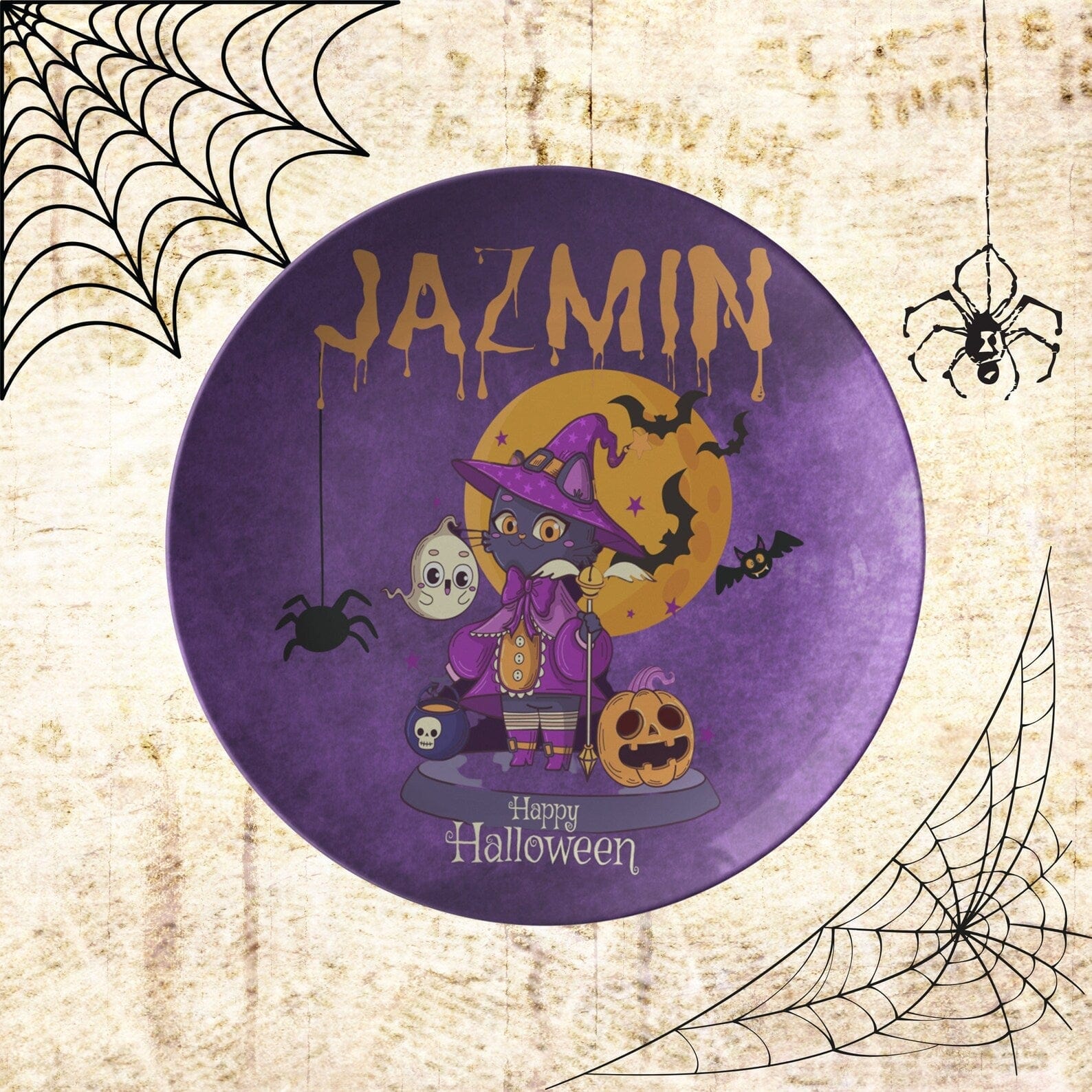 Kate McEnroe New York Personalized Witch Cat Halloween PlatePlatesPP2 - WCT - PUP - 2