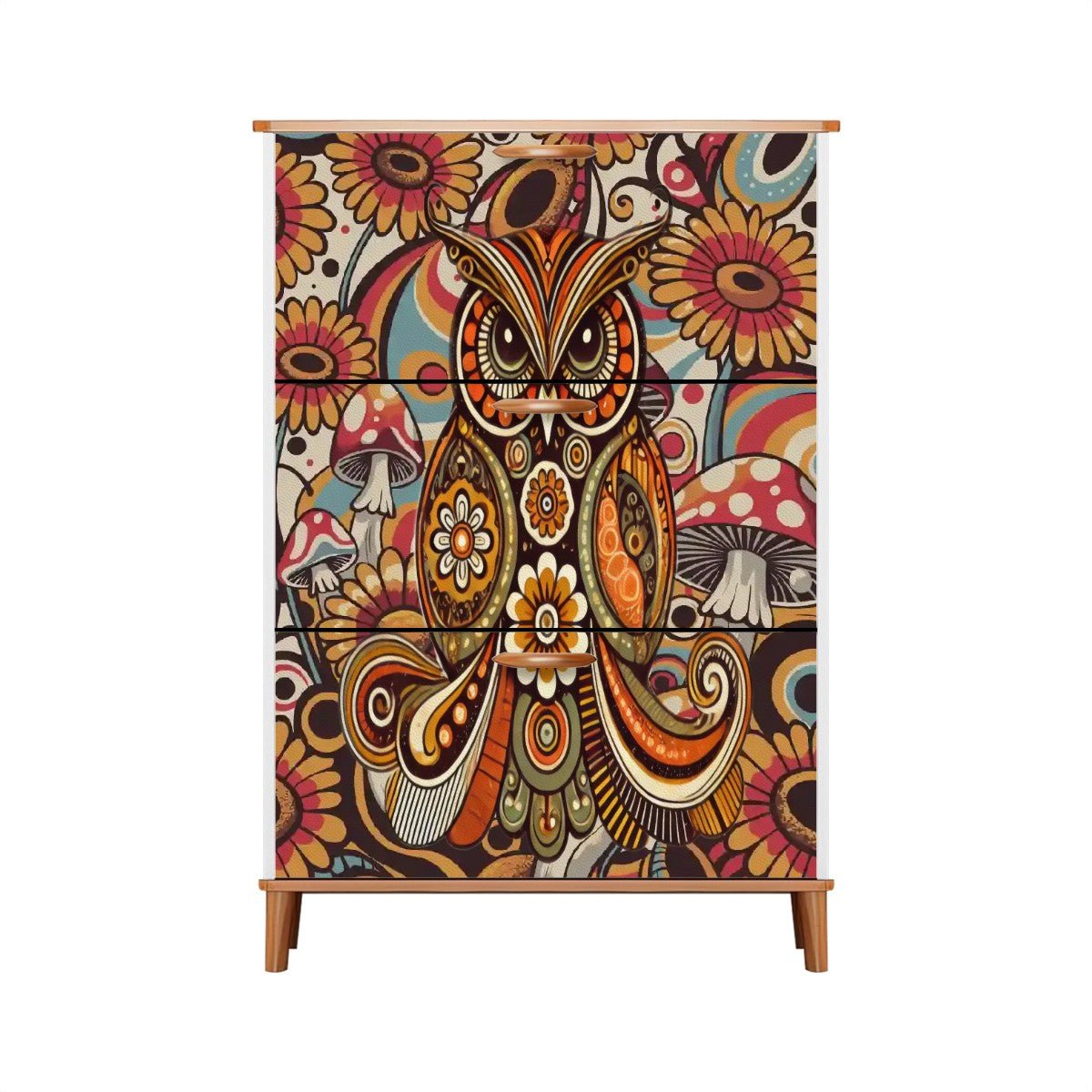 Kate McEnroe New York Psychedelic Owl Shoe Cabinet Boho Storage Mid Century Mushroom RackShoe StorageLNOSRf4eCE