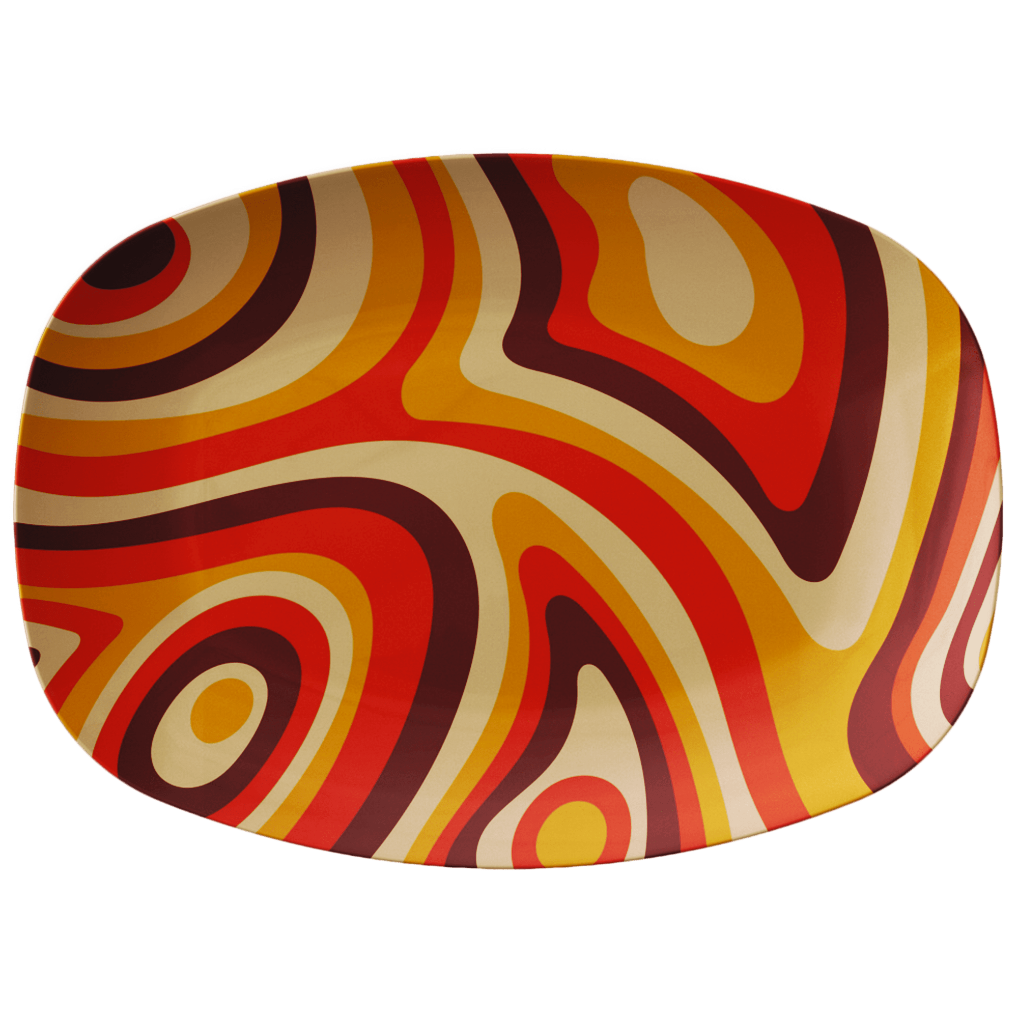 Kate McEnroe New York Psychedelic Retro Swirl Serving Platter, Groovy 70s Mid Century Modern DishServing Platters