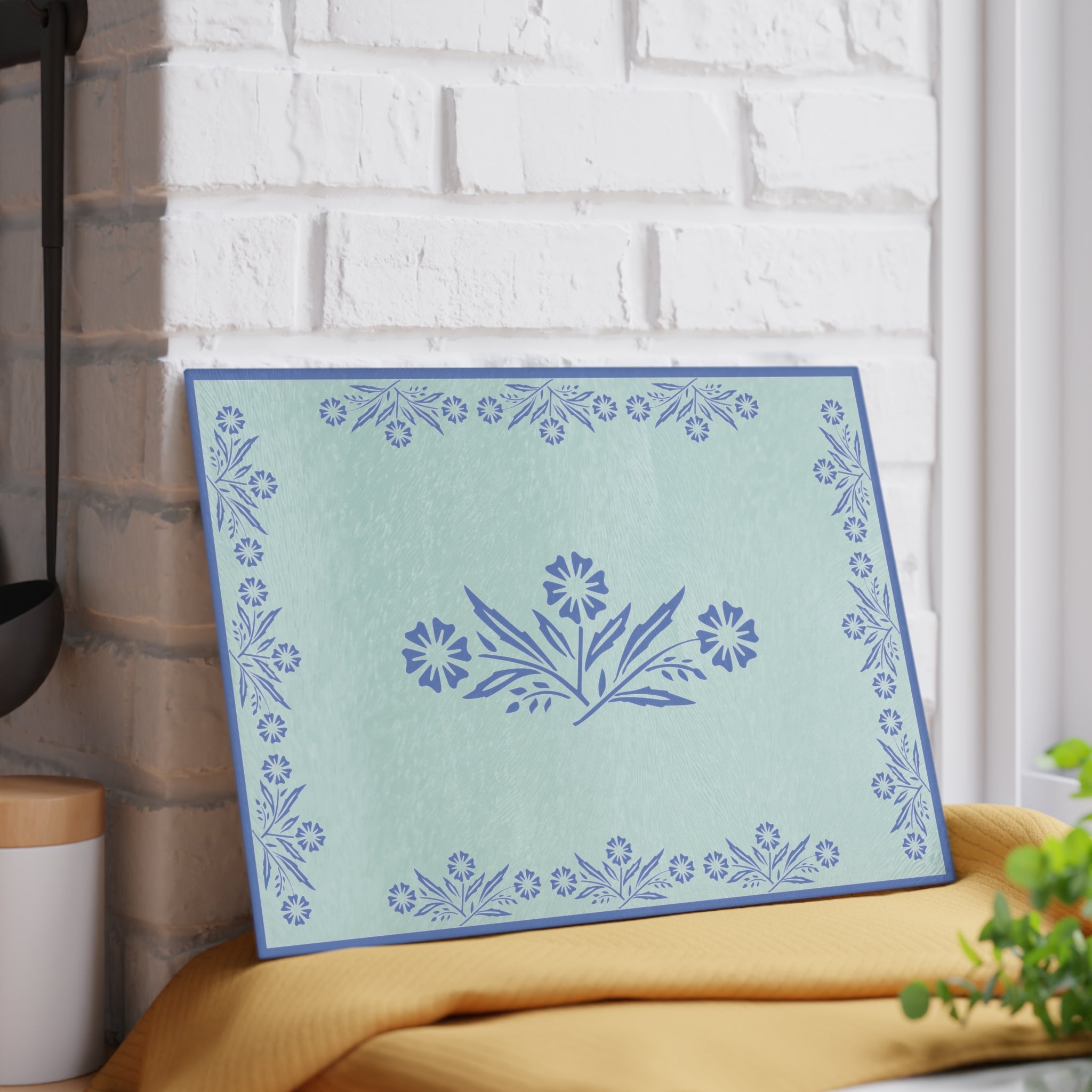 Kate McEnroe New York Pyrex Blue Cornflower Glass Cutting Board, Mid Century Modern Kitchenware, Pyrex Collector Gift, Pyrex Cheese TrayCutting Boards19628218263741391051