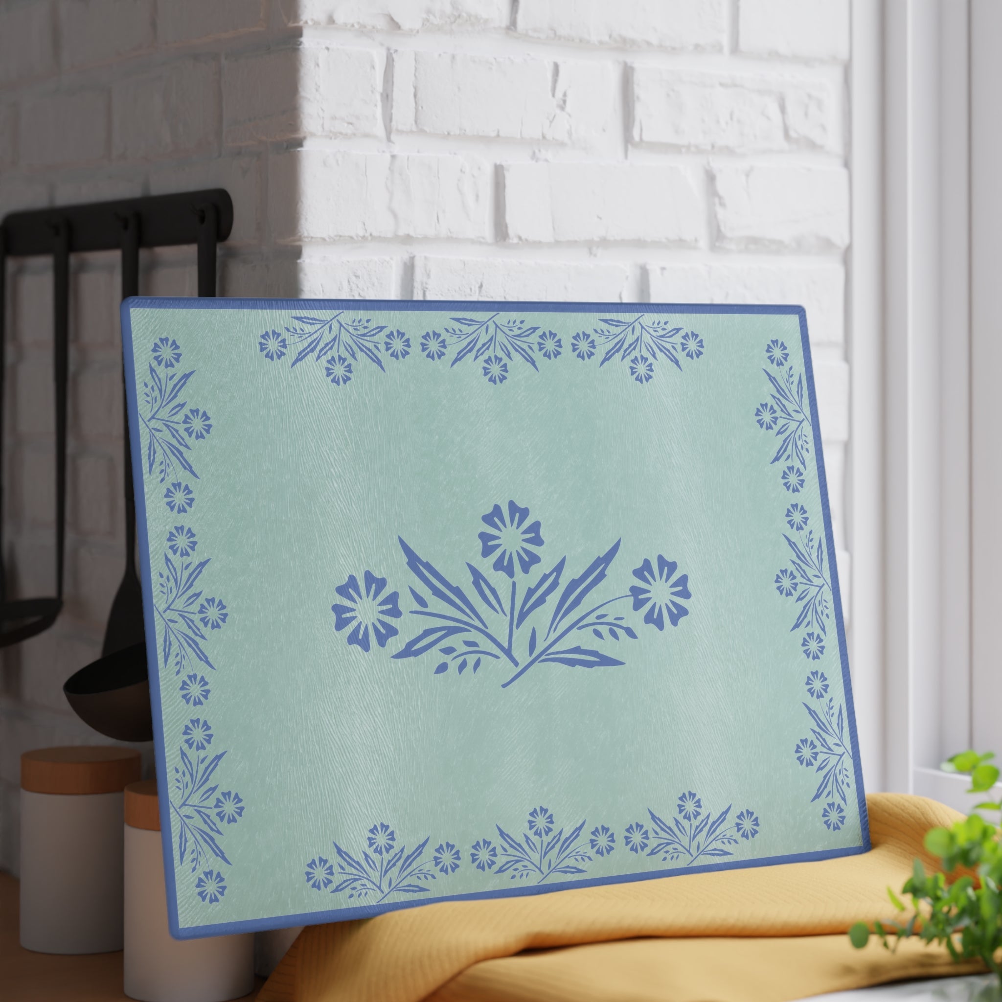 Kate McEnroe New York Pyrex Blue Cornflower Glass Cutting Board, Mid Century Modern Kitchenware, Pyrex Collector Gift, Pyrex Cheese TrayCutting Boards19628218263741391051