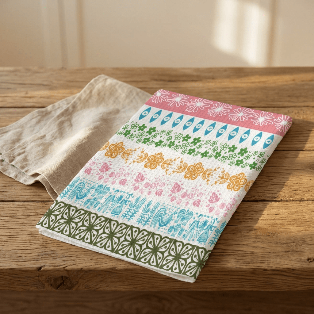 Kate McEnroe New York Pyrex Medley Waffle Weave Kitchen Towel, Retro Pyrex Collector GiftKitchen Towels23561742178571434520