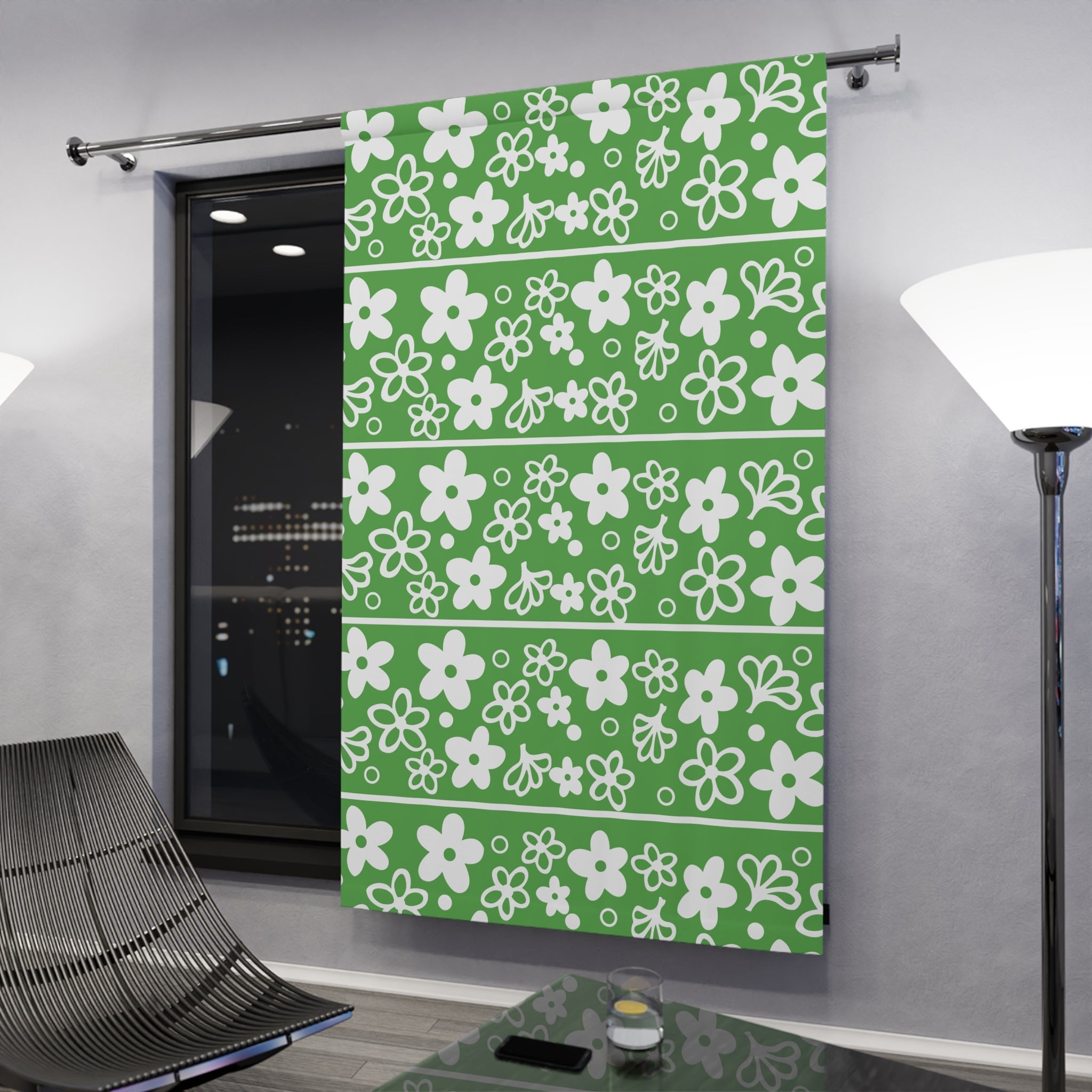 Kate McEnroe New York Pyrex Spring Blossom Blackout Curtain, Mid Century Modern Crazy Daisy Retro DrapesWindow Curtains83217109442788698467