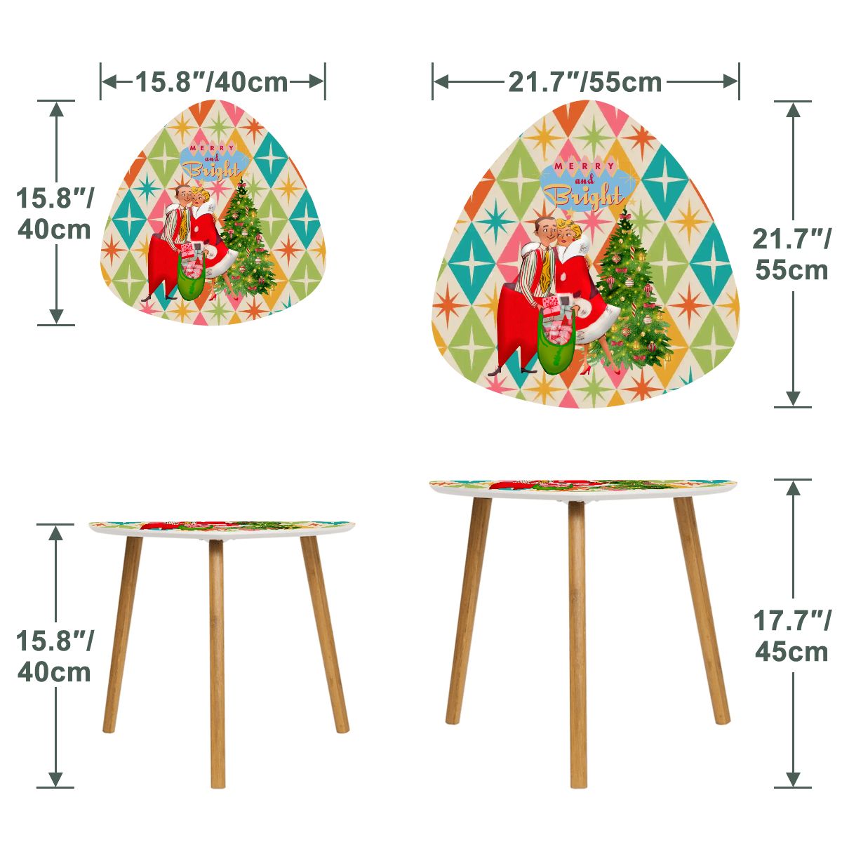 Kate McEnroe New York Retro 1950s Christmas Card Coffee Table Set, Mid Century Modern Holiday Nesting Tables, Atomic Starburst Living Room DecorNesting TablesnxOZDLtnXYecz