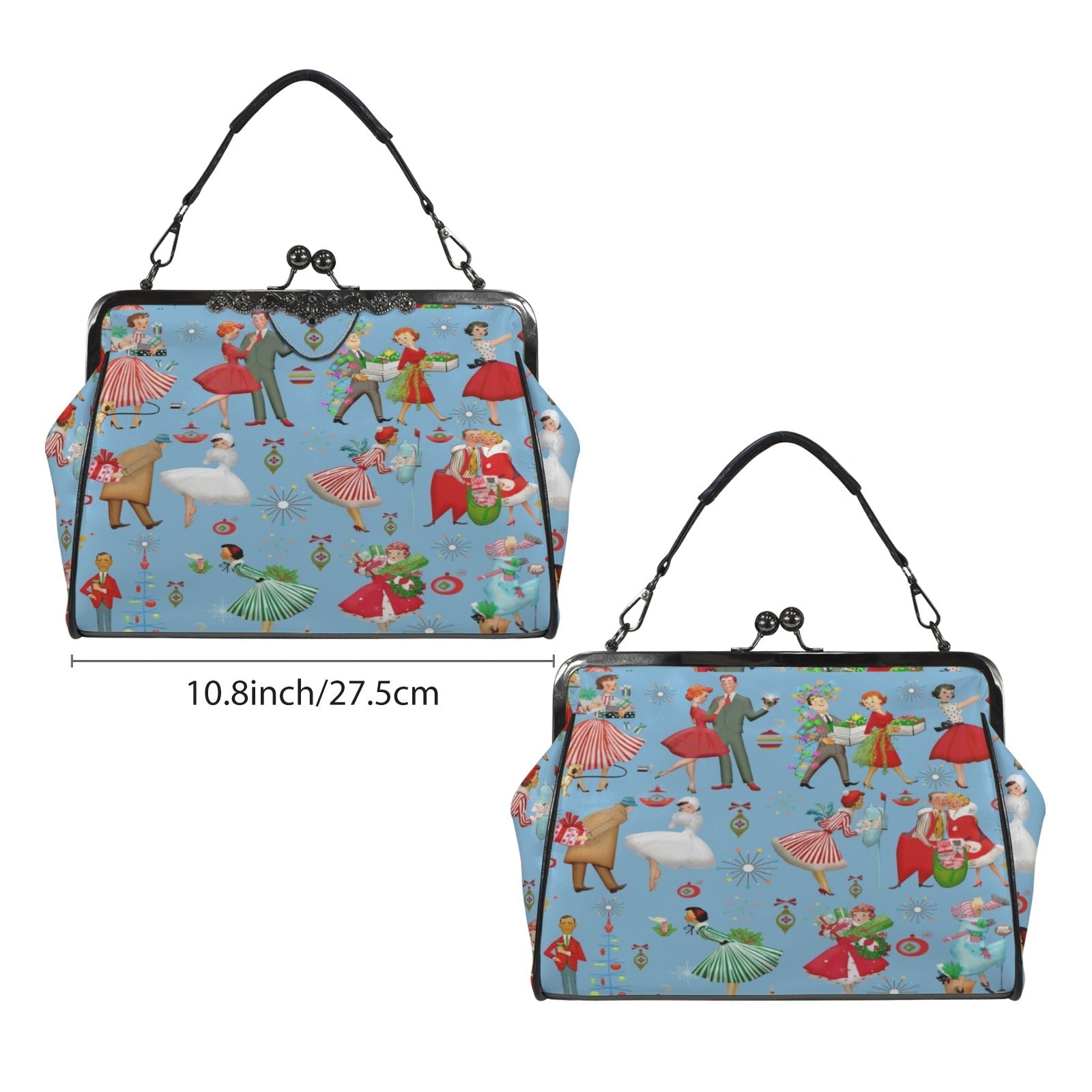 Kate McEnroe New York Retro 1950s Christmas Kisslock Bag Mid Century Holiday PurseCrossbody BagsD3194563