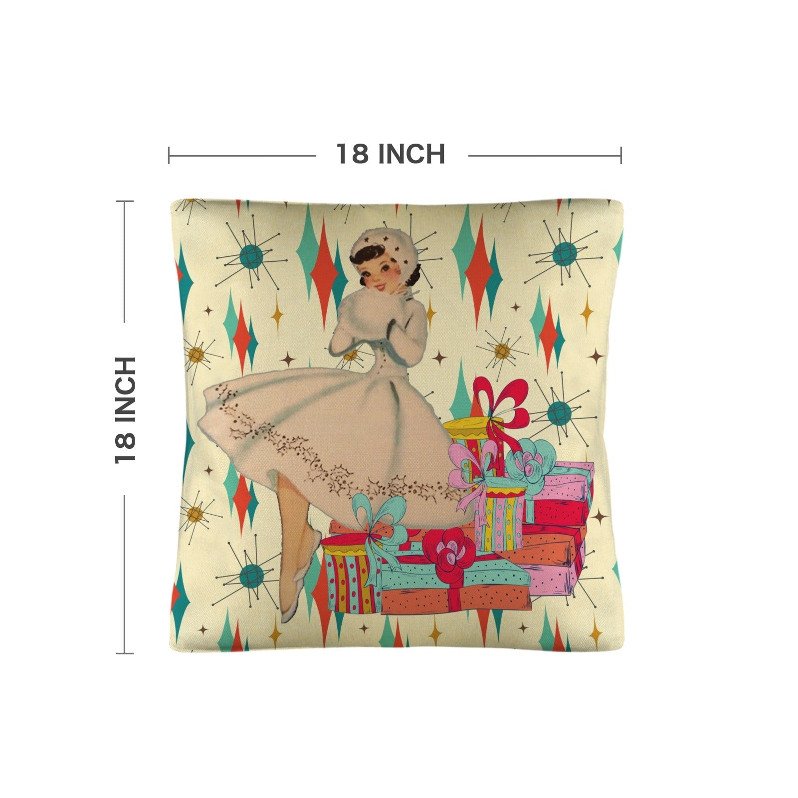 Kate McEnroe New York Retro 1950s Franciscan Diamond Starburst Christmas Decorative Pillow Covers Set of 4Throw Pillow CoversD3231055