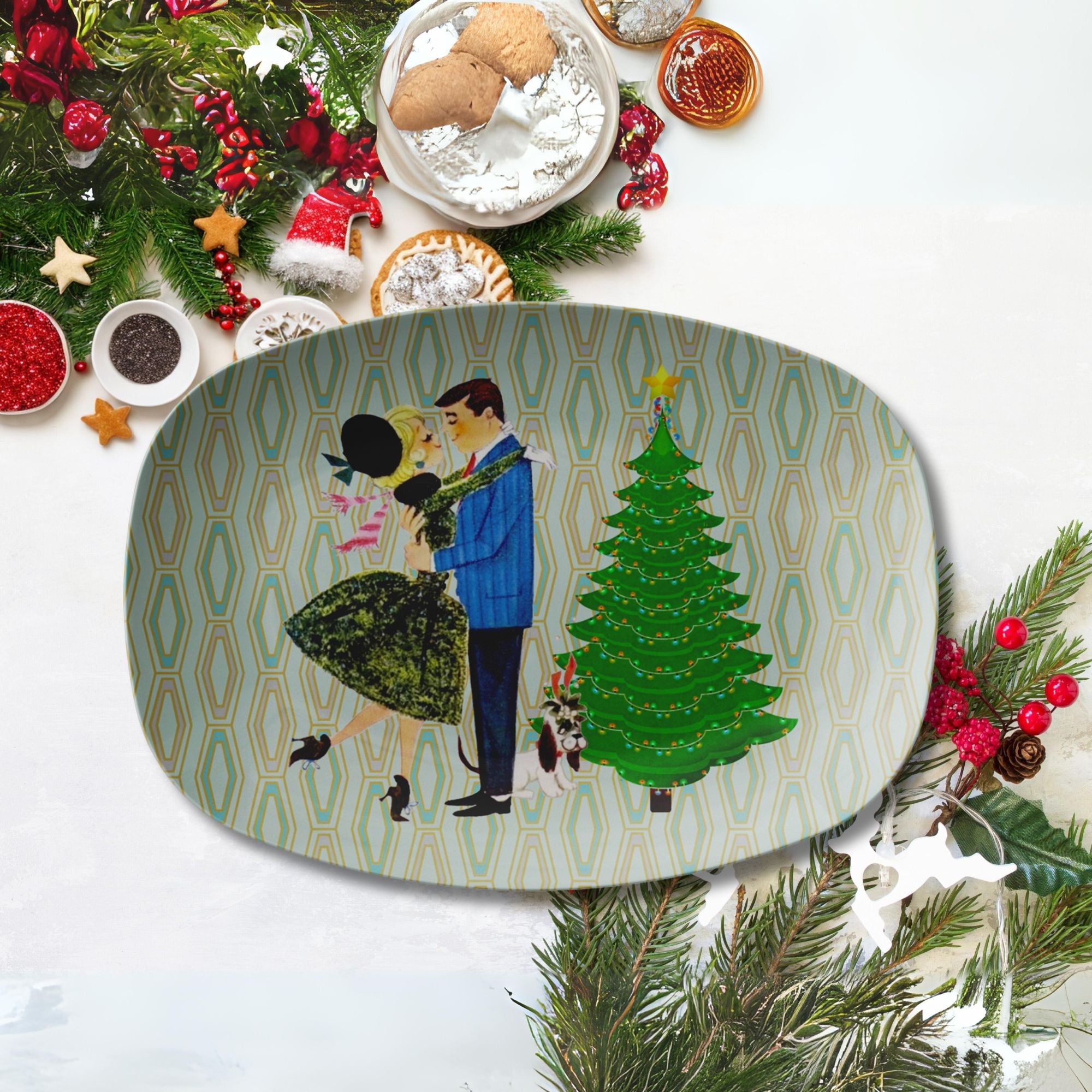 Personalized Melamine Platter - Christmas hotsell tray, Cookies for Santa, modern Christmas tree