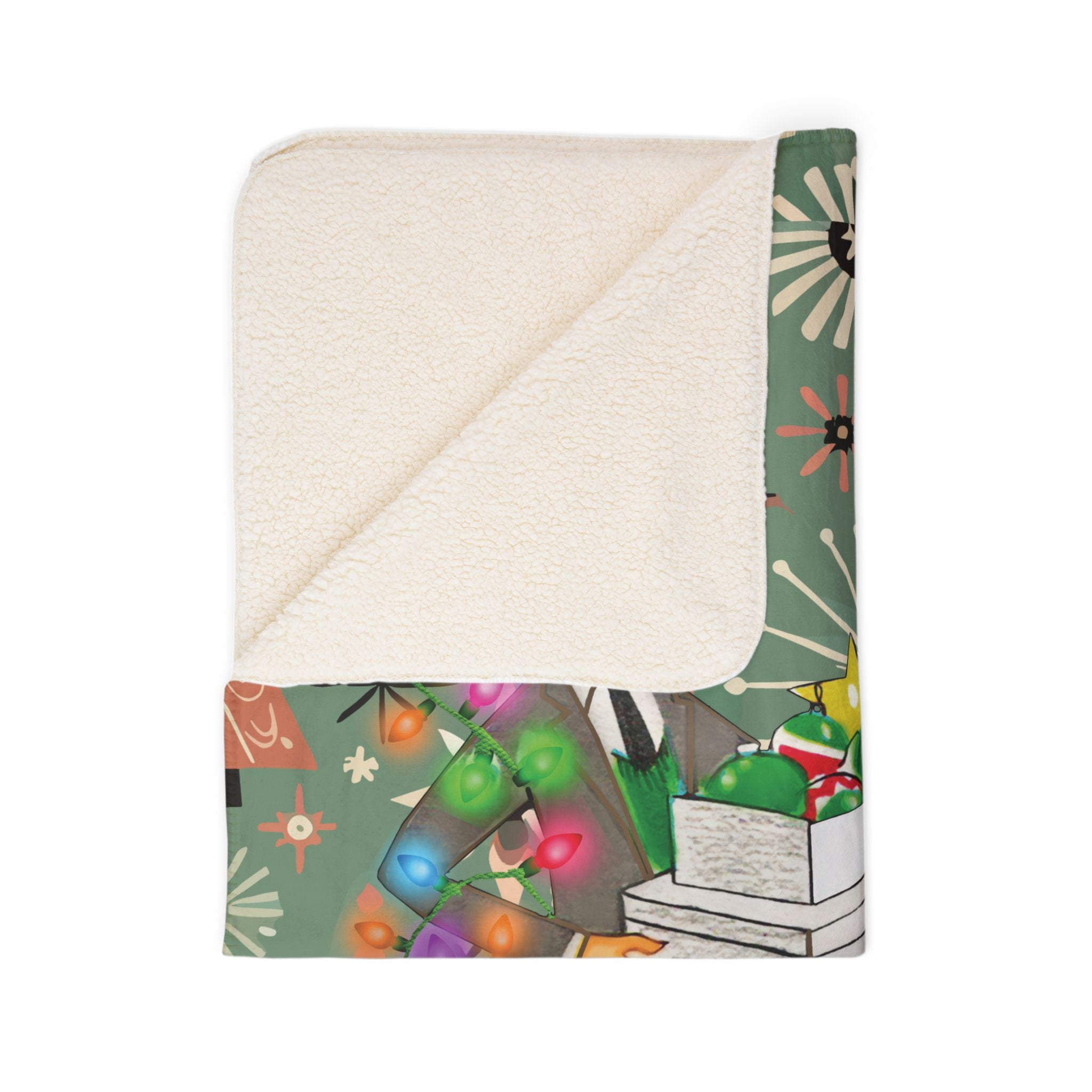 Kate McEnroe New York Retro 1950s Kitsch Christmas Sherpa Fleece Blanket, Mid Century Modern Holiday ThrowBlankets87705526911419797479