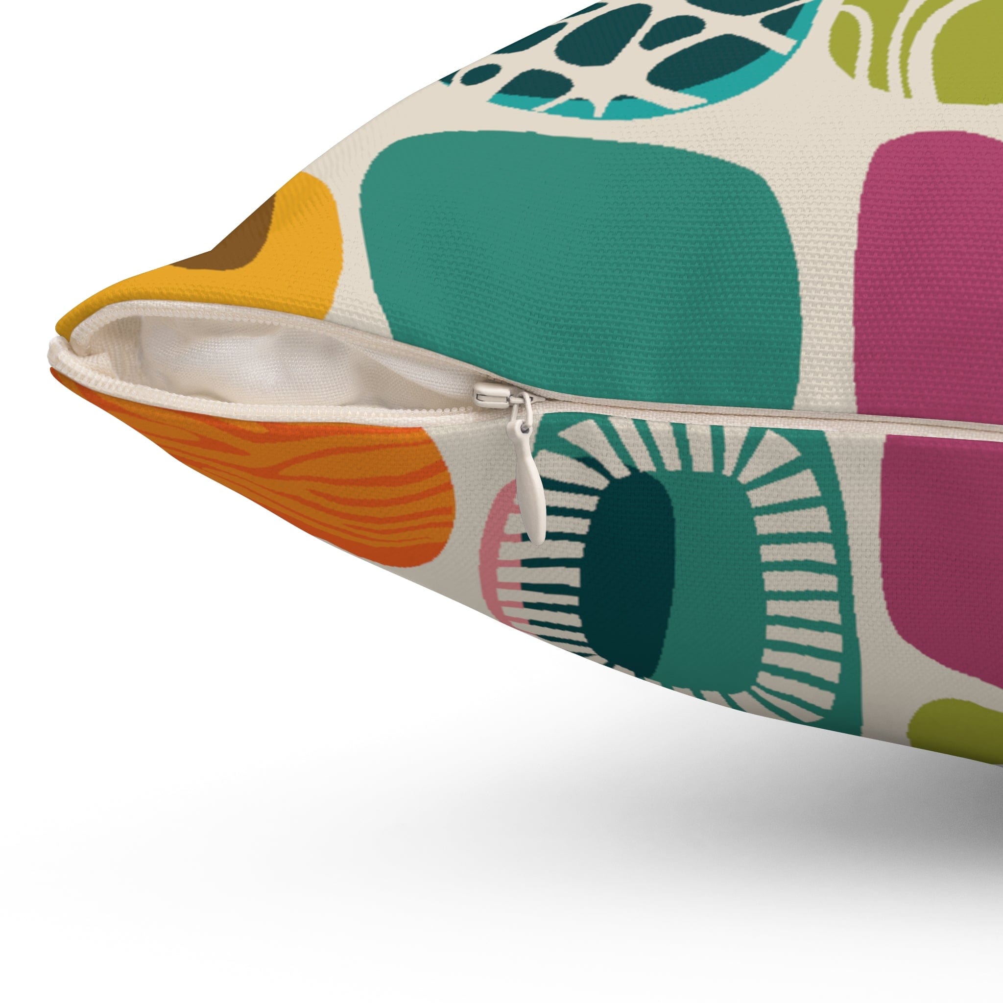 Kate McEnroe New York Retro 1950s Mid Century Modern Amoeba Throw Pillow, Teal, Burnt Orange, Lime Green Geometric Abstract Accent PillowThrow Pillows86945949063333207381