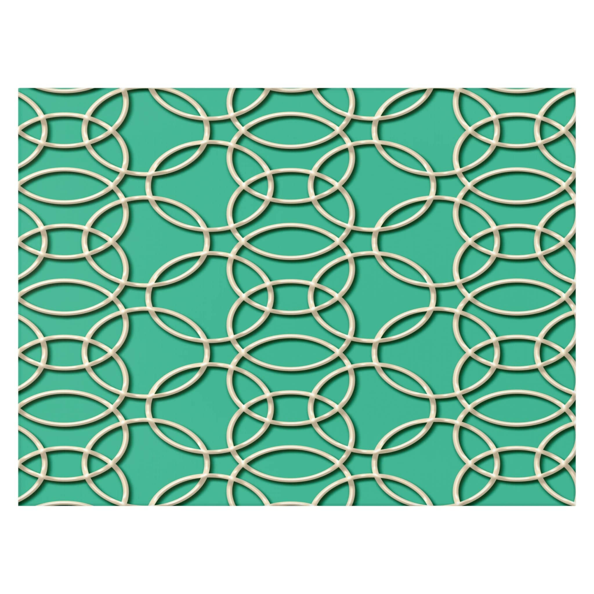 Kate McEnroe New York Retro 1950s Mid Century Modern Aqua Blue Beige Geometric Circles Area RugRugs10543685310278619375