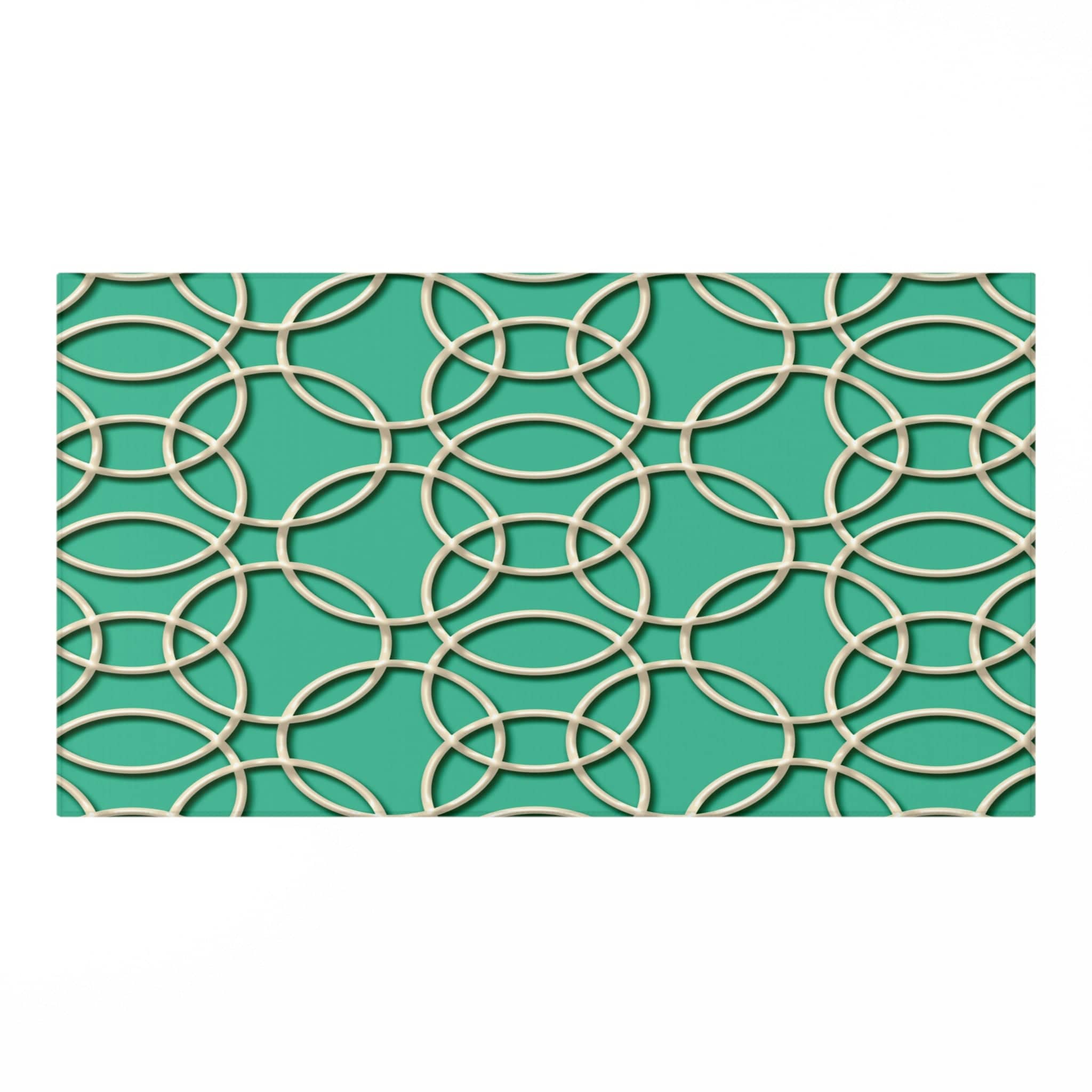 Kate McEnroe New York Retro 1950s Mid Century Modern Aqua Blue Beige Geometric Circles Area RugRugs13250167939796705746