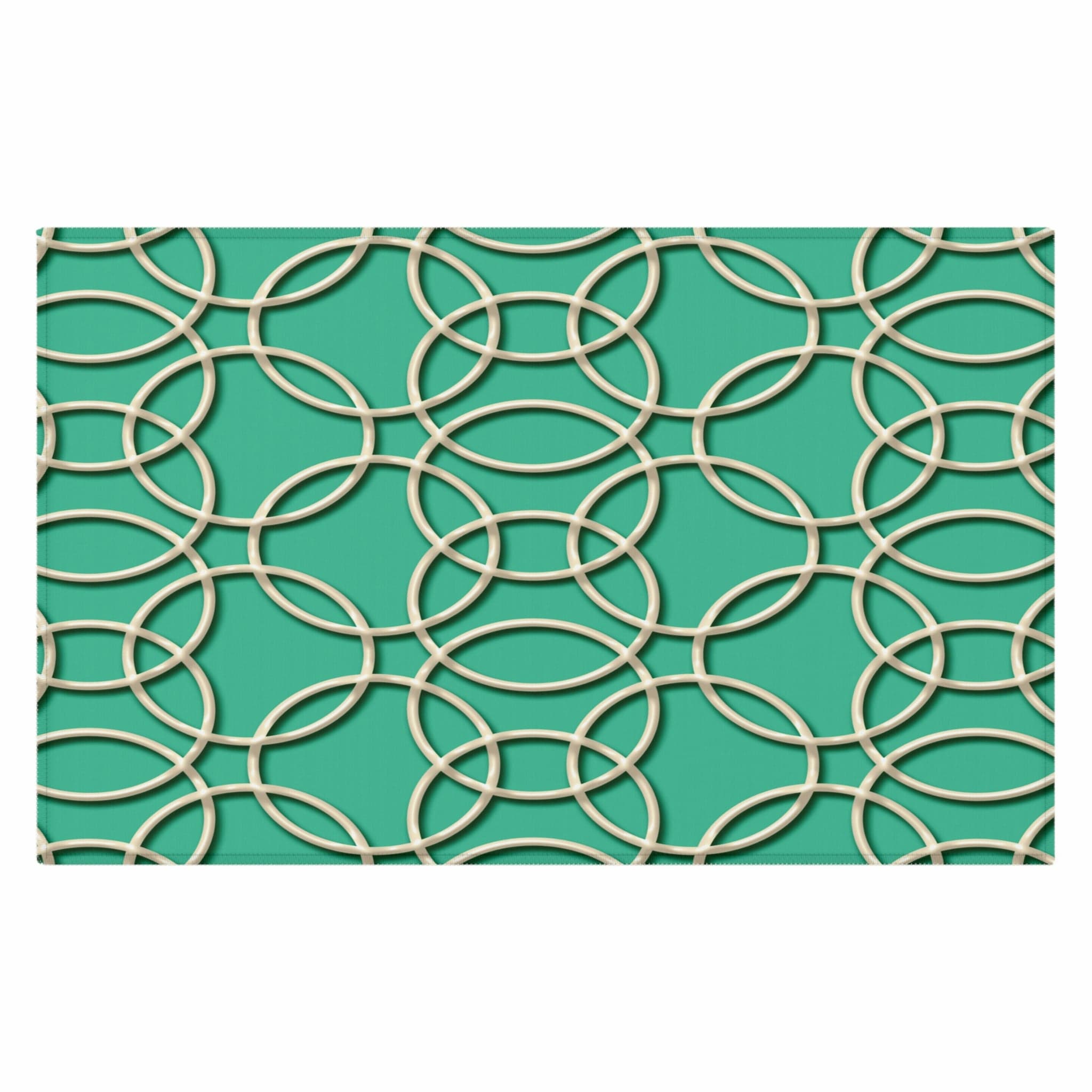 Kate McEnroe New York Retro 1950s Mid Century Modern Aqua Blue Beige Geometric Circles Area RugRugs20633520690706931257