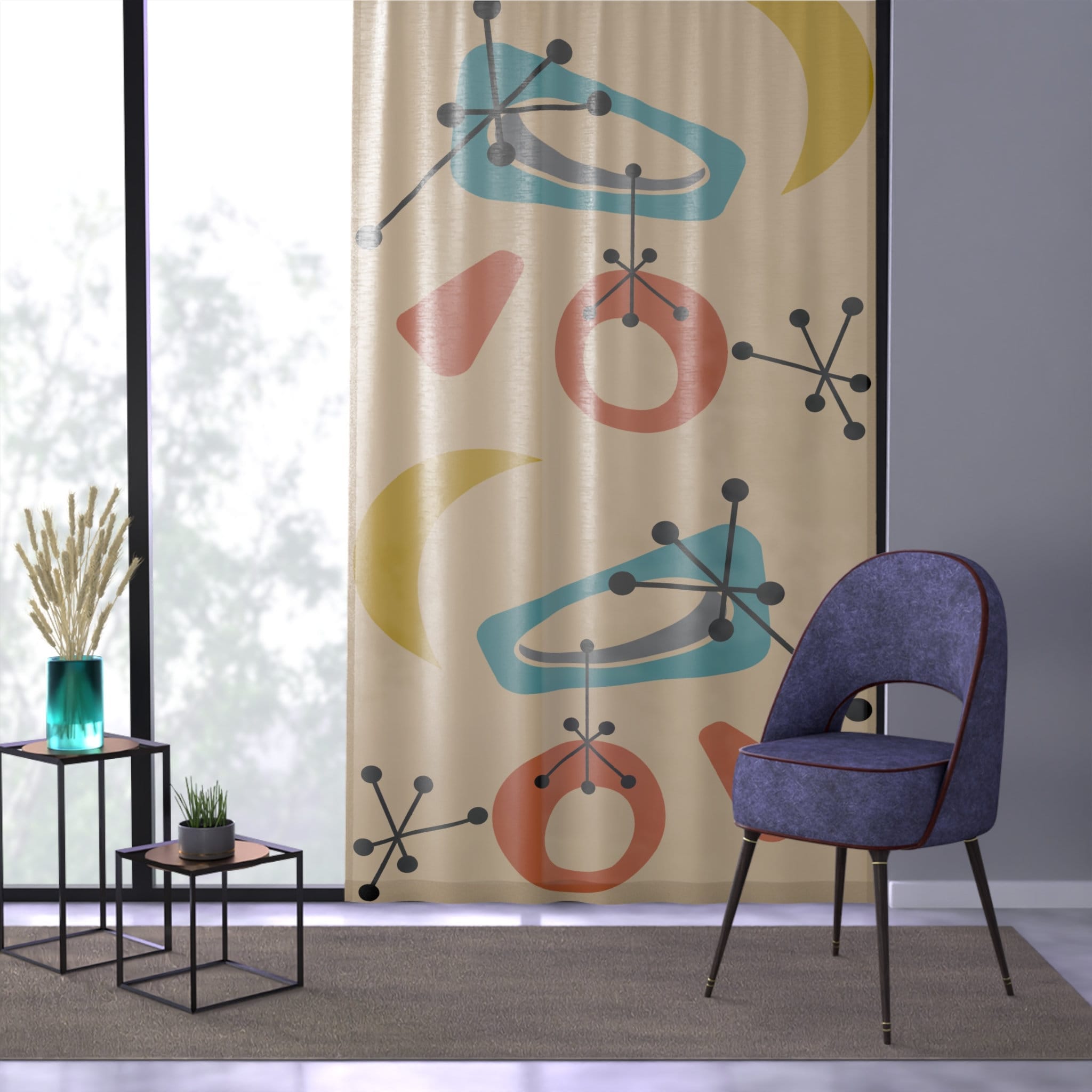 Kate McEnroe New York Retro 1950s Mid Century Modern Window CurtainsWindow CurtainsCurtainSheer - 50x84 - SinglePanel