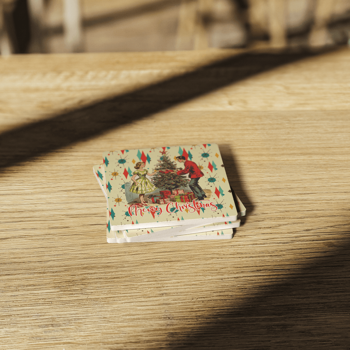 Kate McEnroe New York Retro 1950s Vintage Kitsch Christmas MCM Soapstone Coaster SetCoasters7021