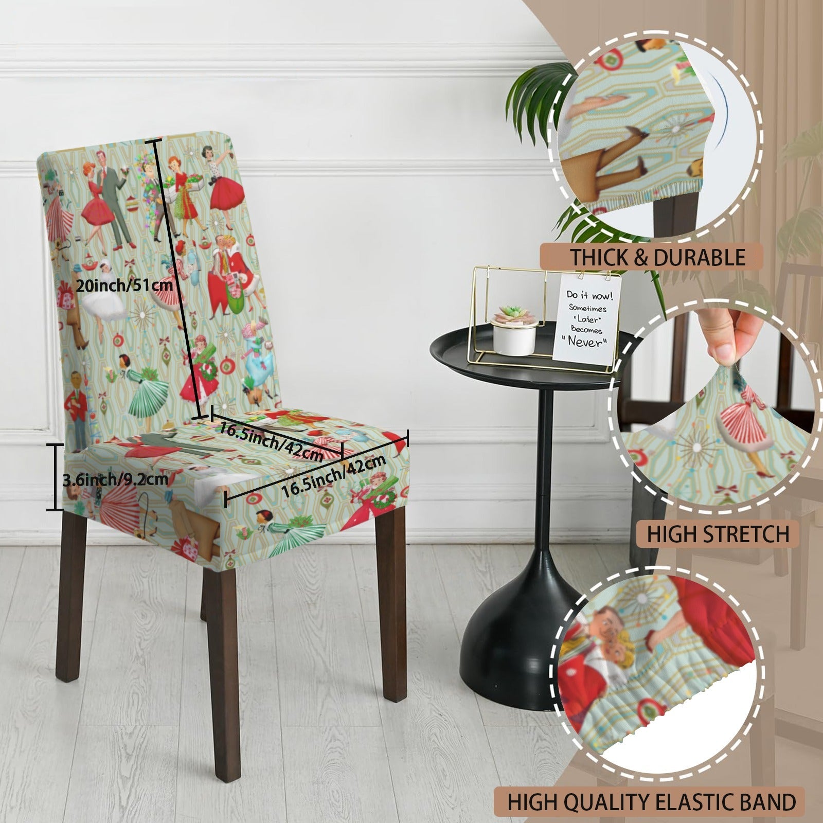 Kate McEnroe New York Retro 1950s Vintage Kitsch Christmas Sage Green Dining Chair SlipcoversChair SlipcoversD3231179