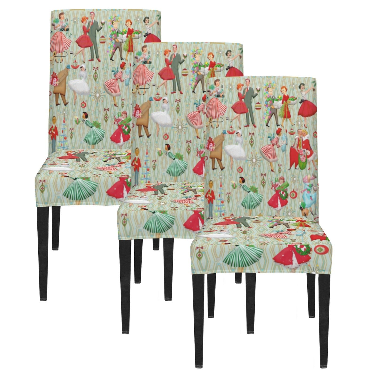 Kate McEnroe New York Retro 1950s Vintage Kitsch Christmas Sage Green Dining Chair SlipcoversChair SlipcoversD3231182